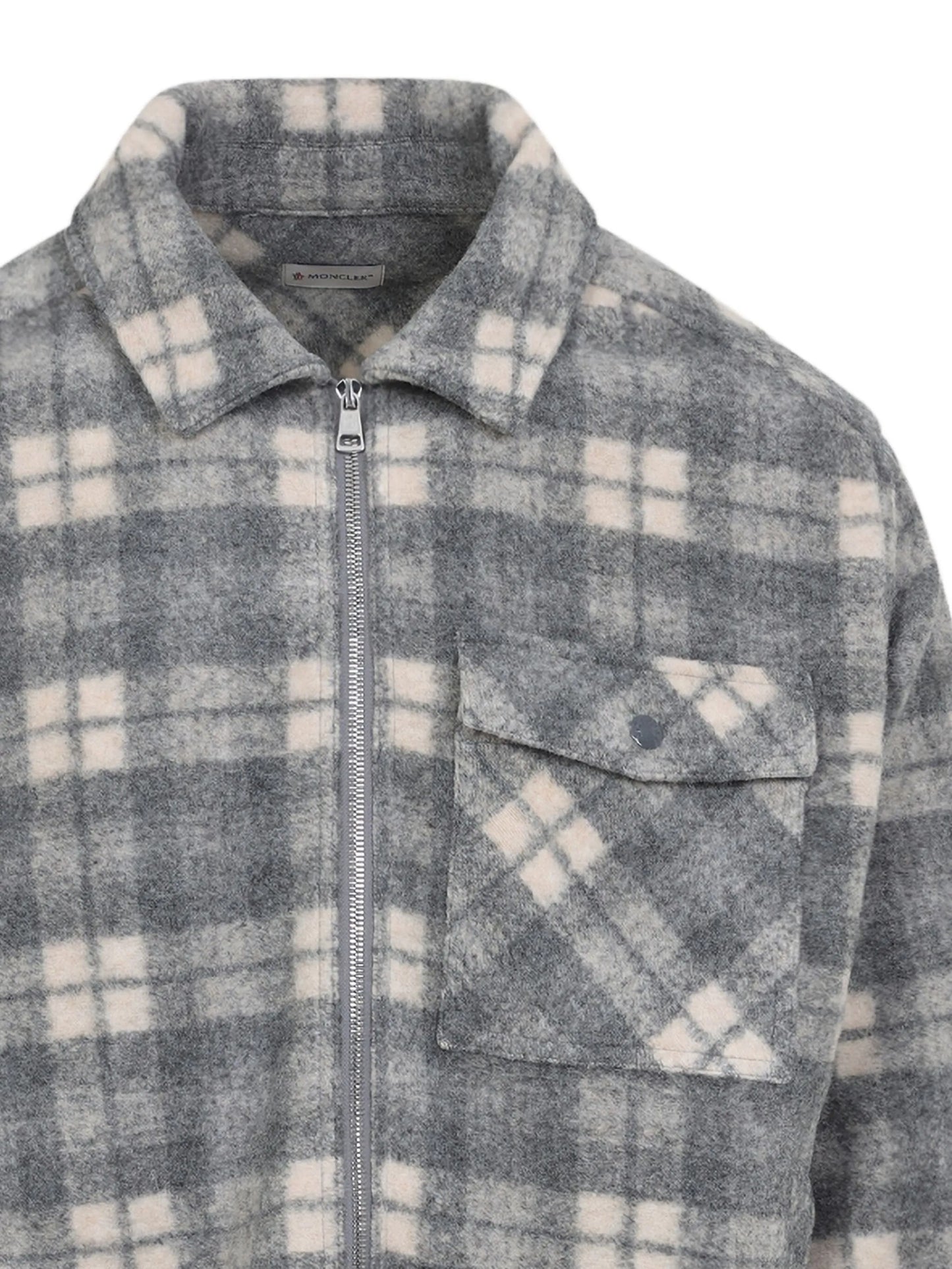 checked-print zip-up shirt jacket