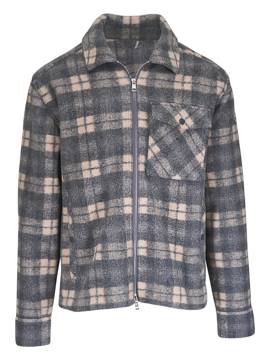 checked-print zip-up shirt jacket