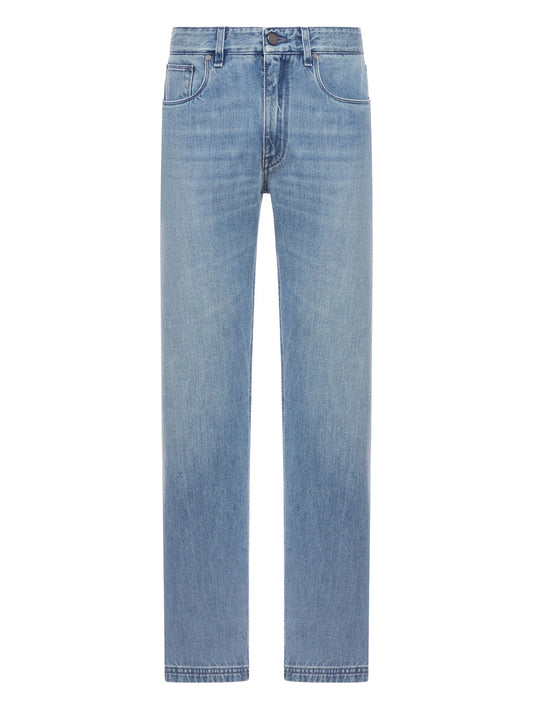 five-pocket stonewash jeans