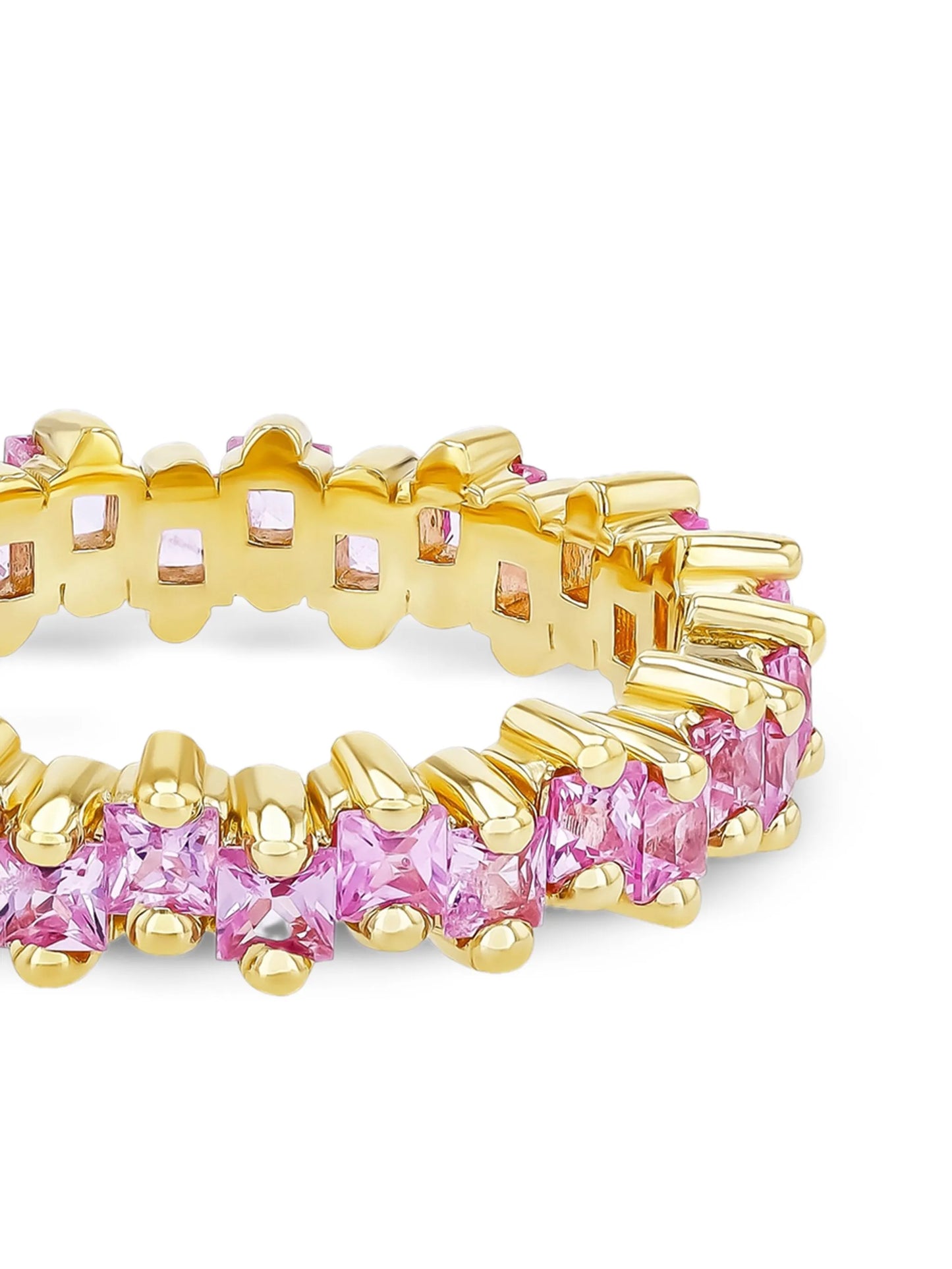 18K yellow gold Princess pink sapphire eternity band