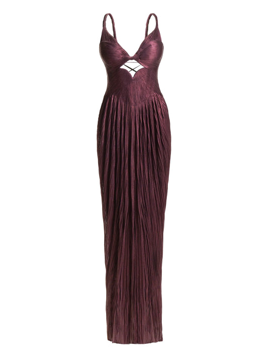 pleated maxi dress