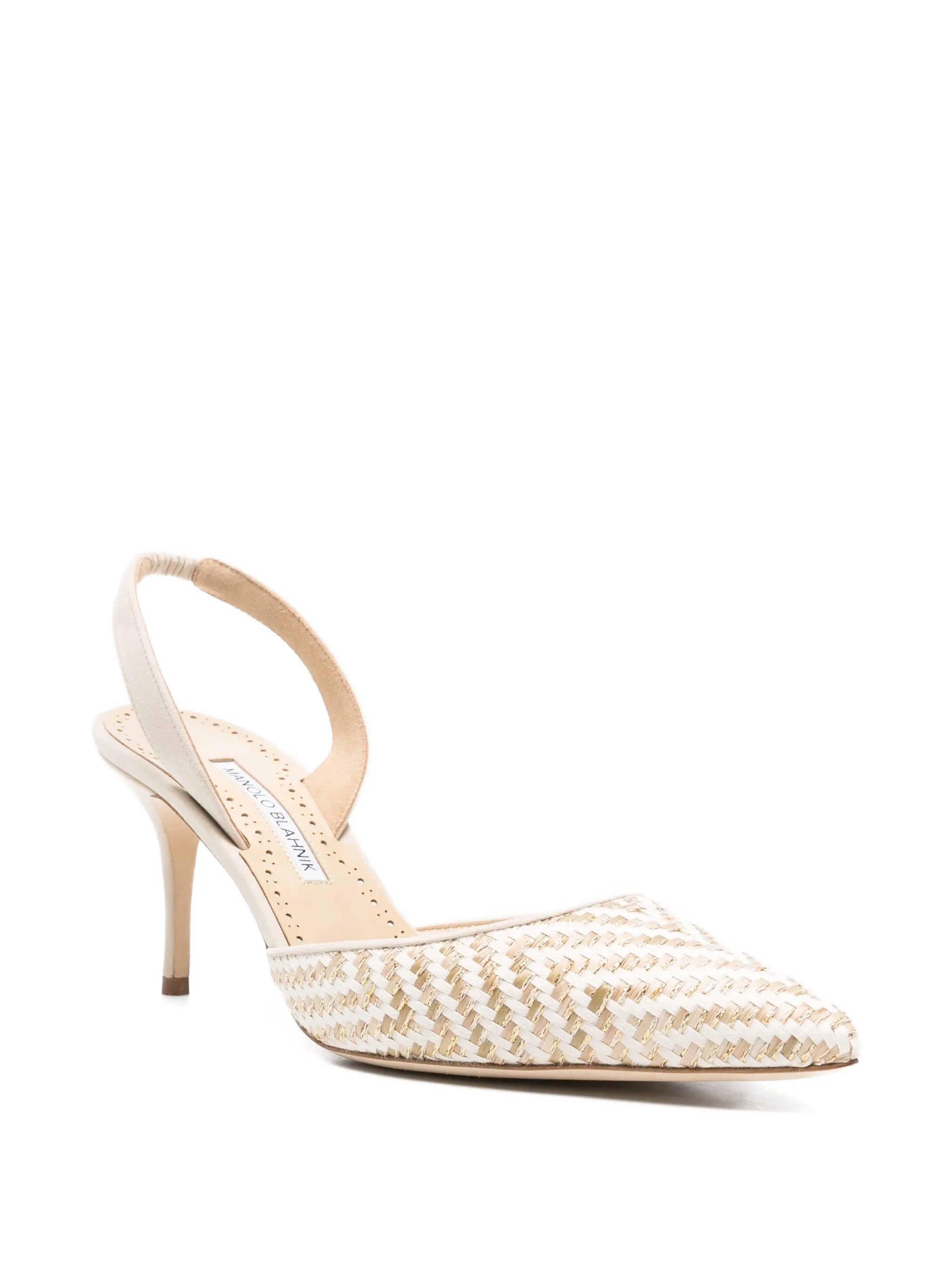 Carolyne woven-raffia slingback pumps