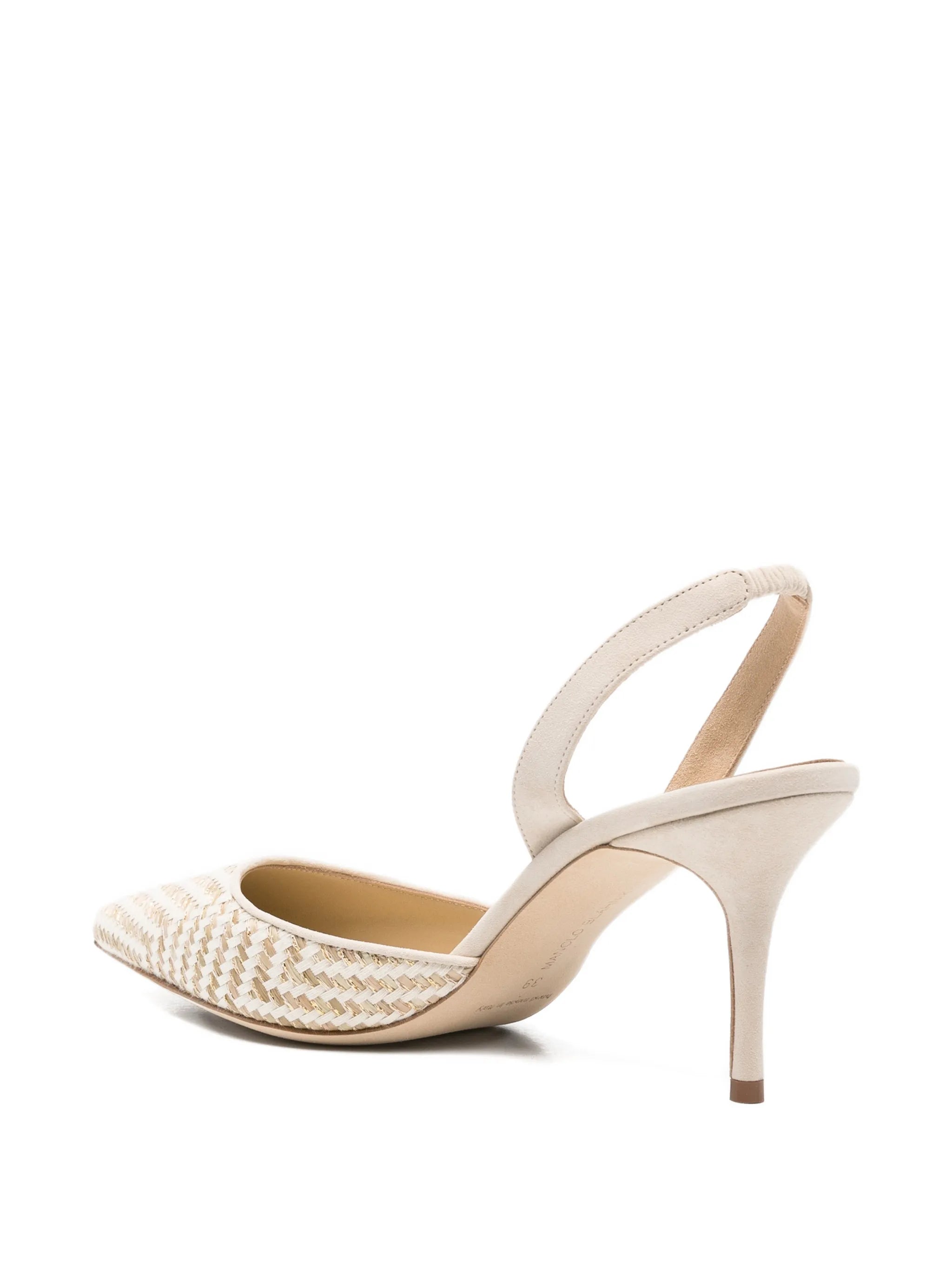 Carolyne woven-raffia slingback pumps