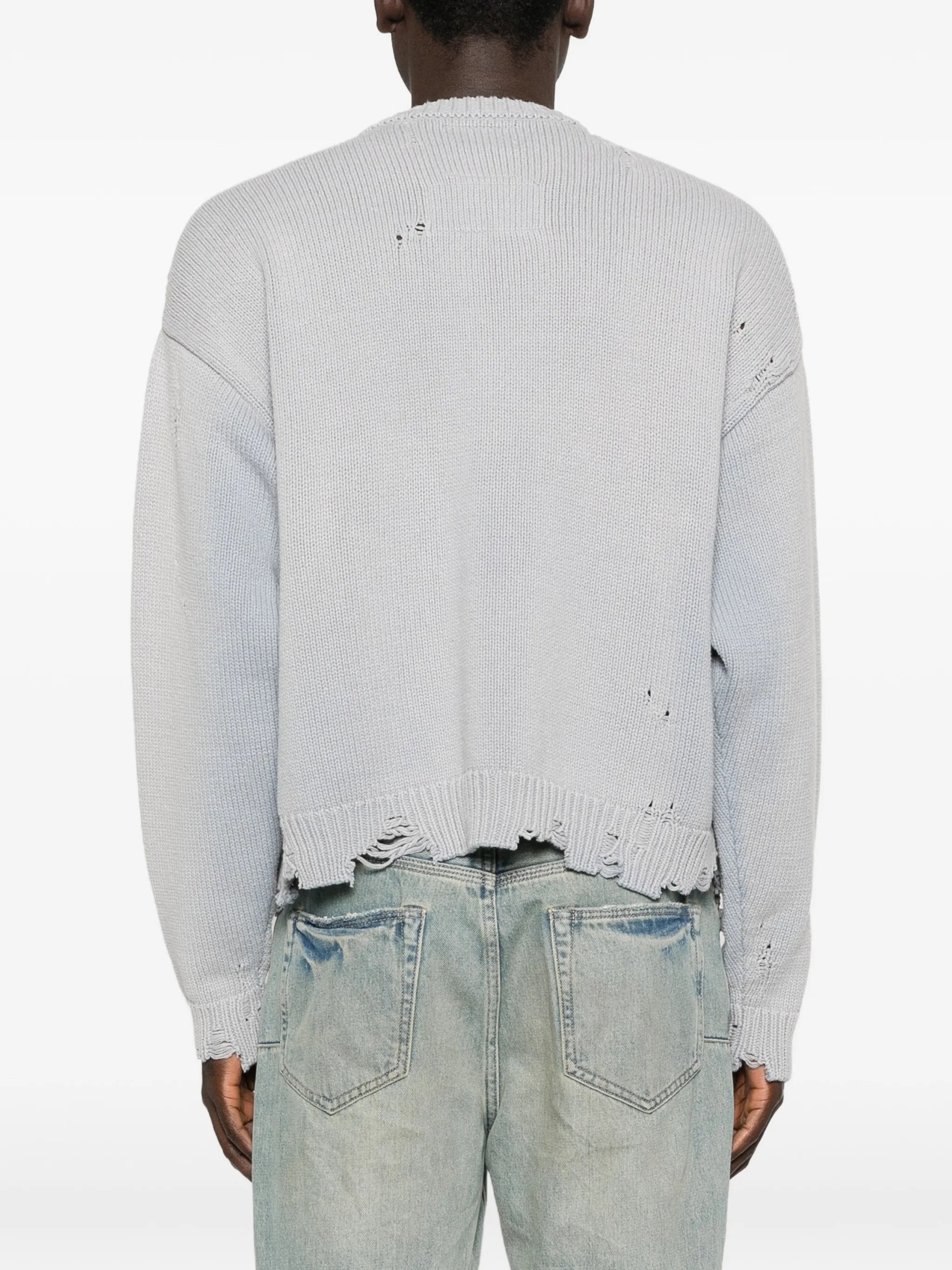 jacquard distressed knit cardigan