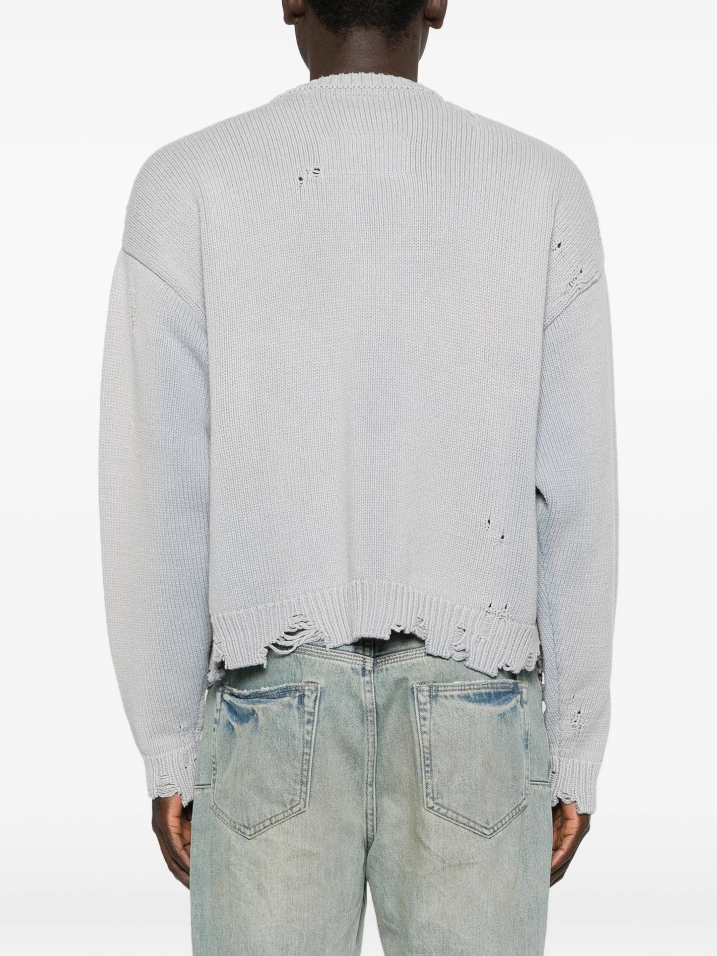 jacquard distressed knit cardigan