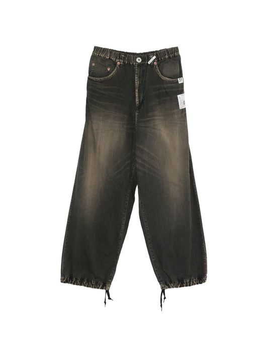 drawstring light wide jeans