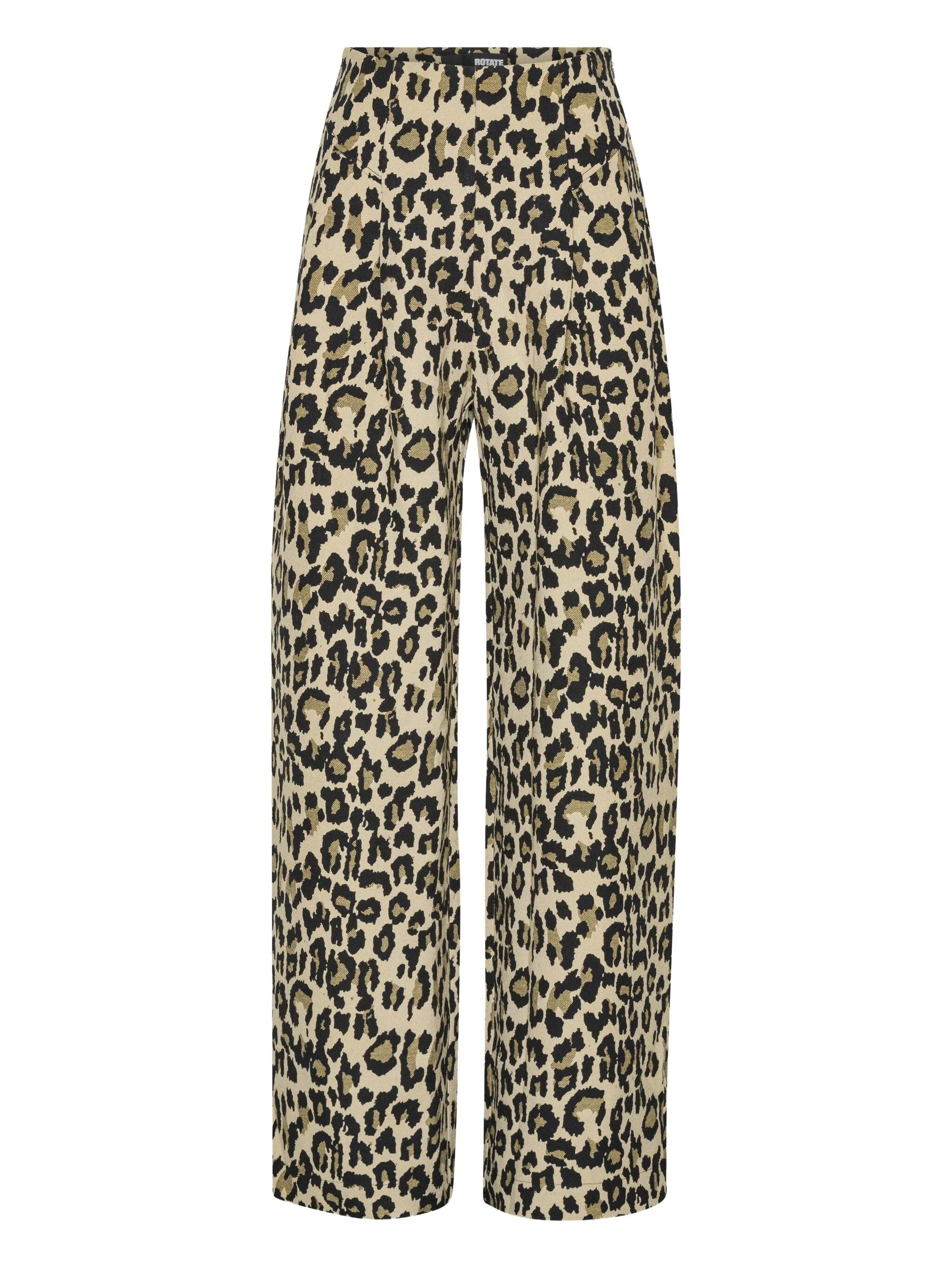 pleated leopard-print trousers