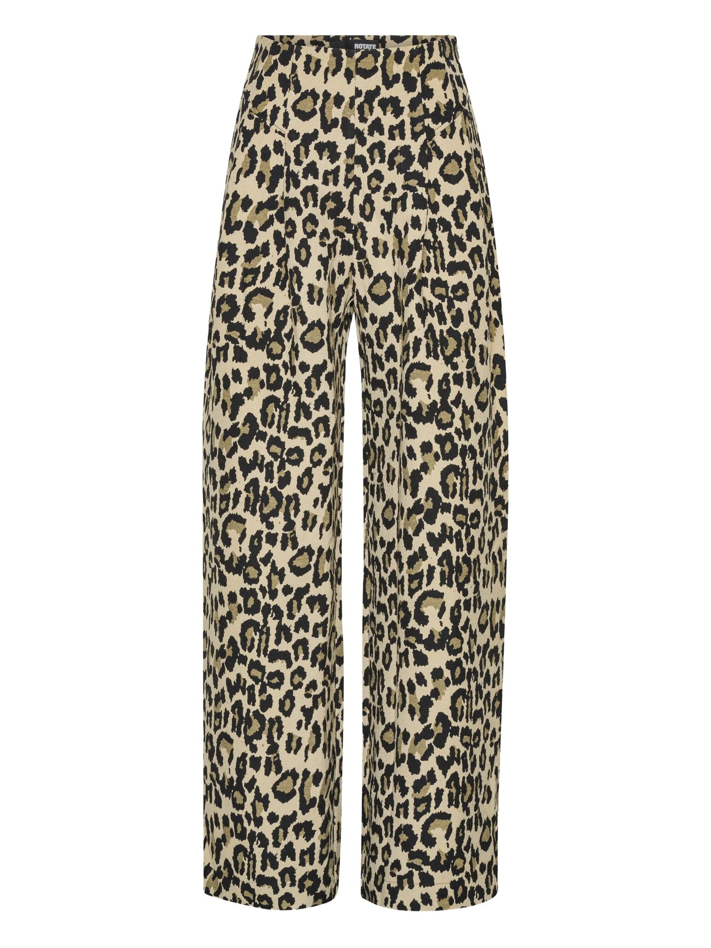 pleated leopard-print trousers