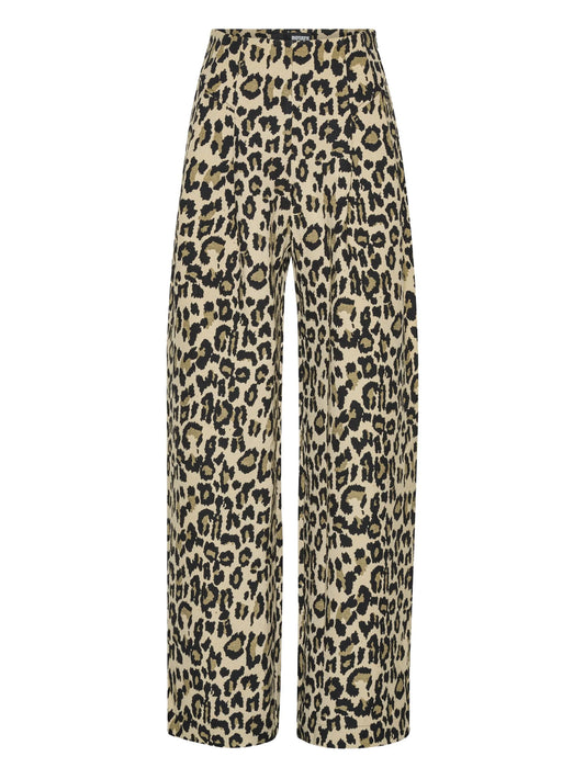 pleated leopard-print trousers