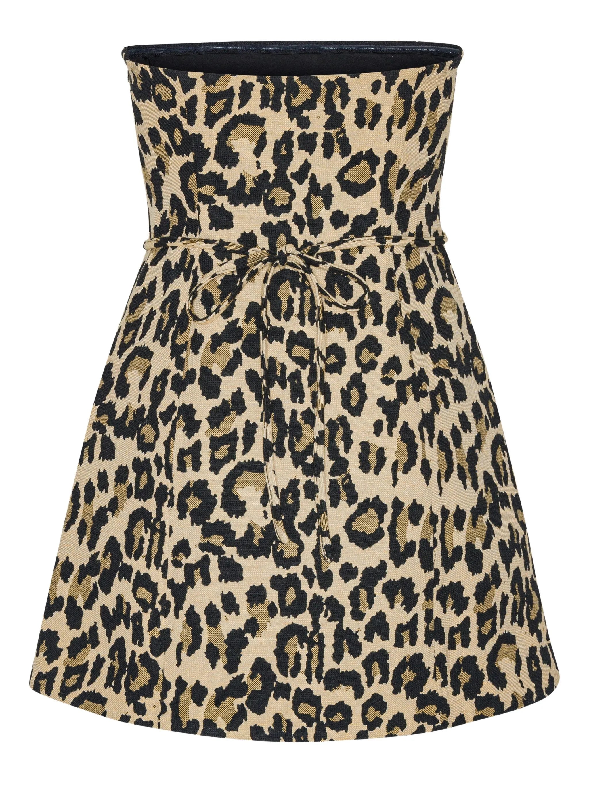 leopard-print rosette mini dress
