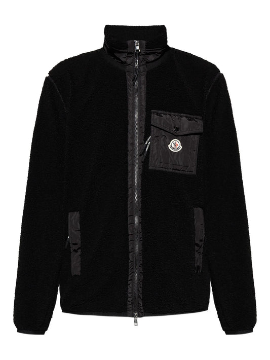 fleece patch-pocket sweater