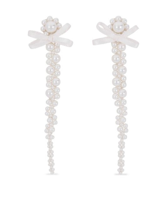 pearl bow drop earrings