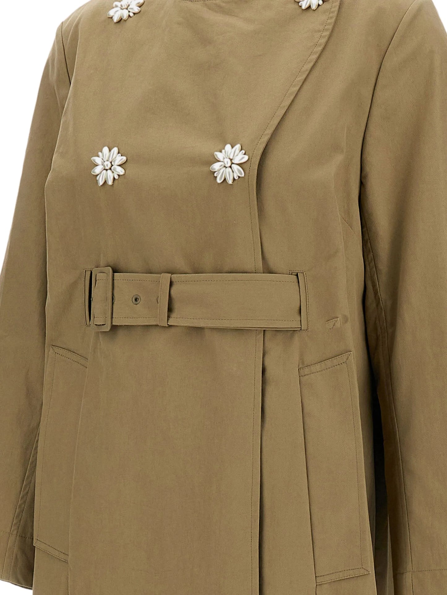 embellished belted coat