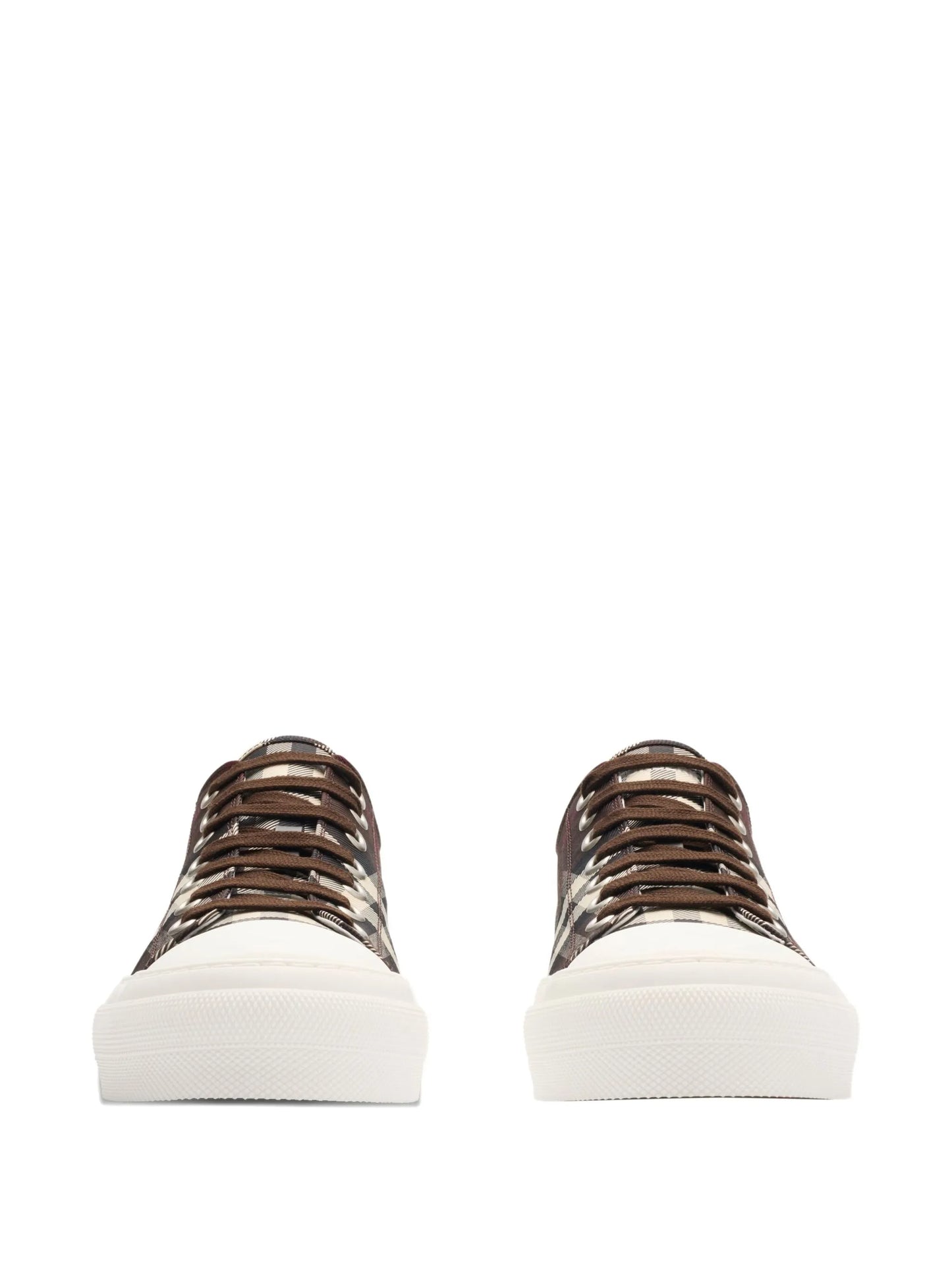 check-pattern lace-up sneakers