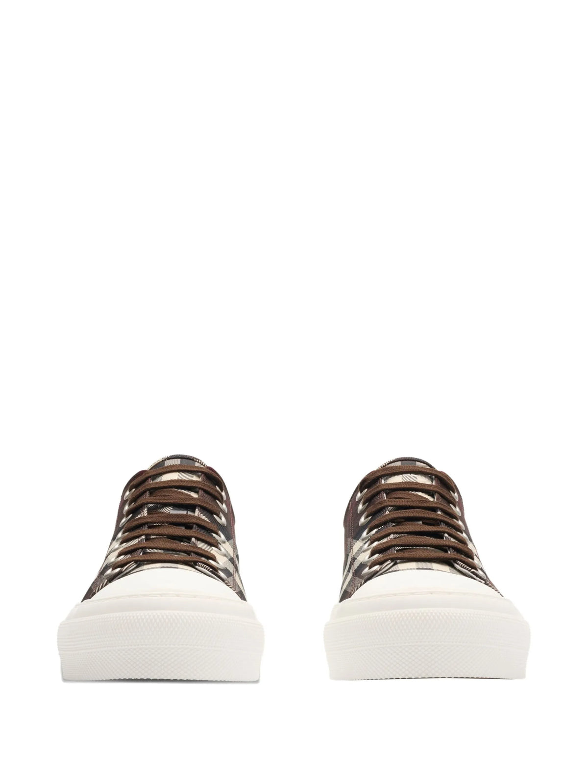 check-pattern lace-up sneakers