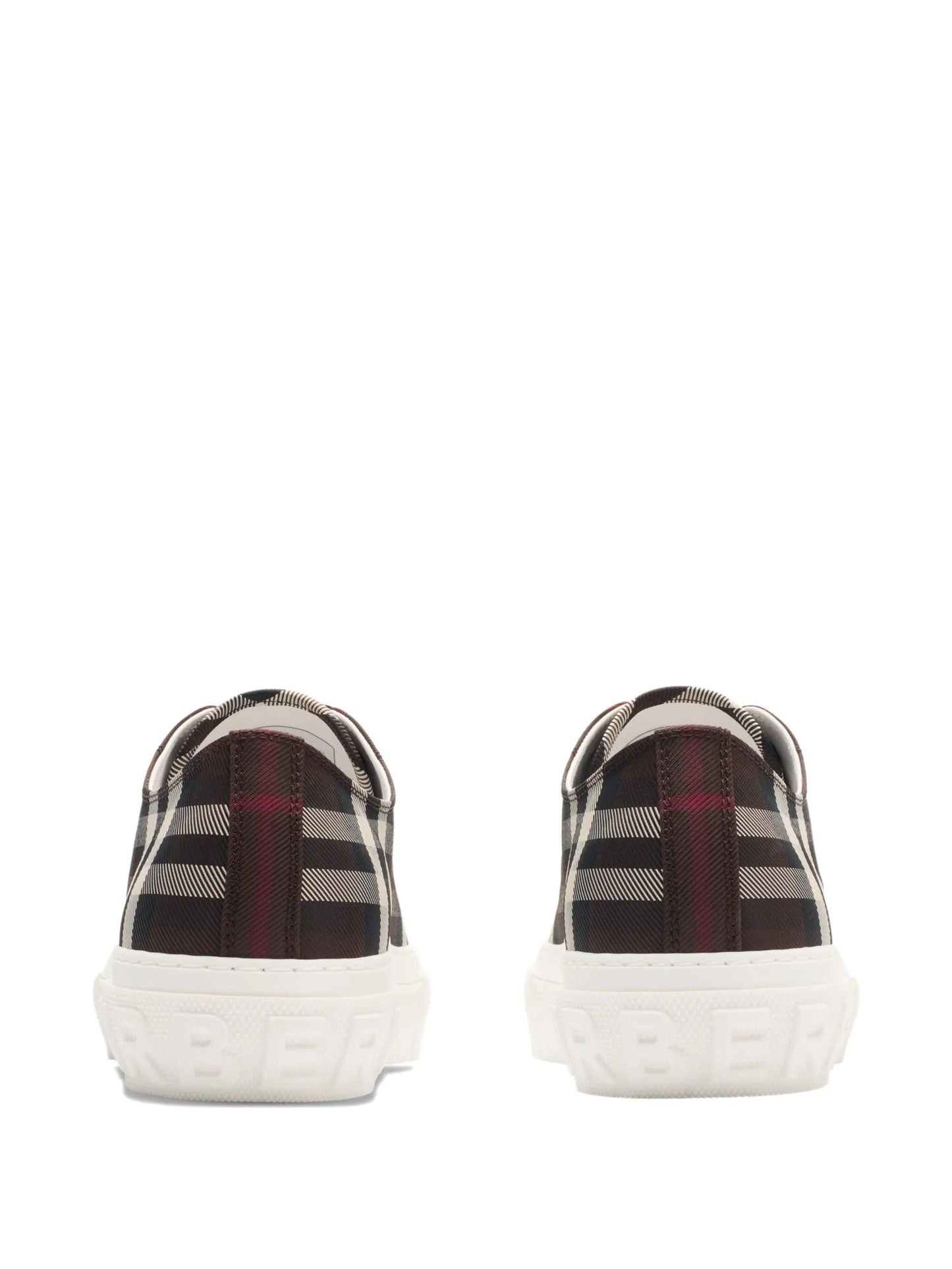 check-pattern lace-up sneakers