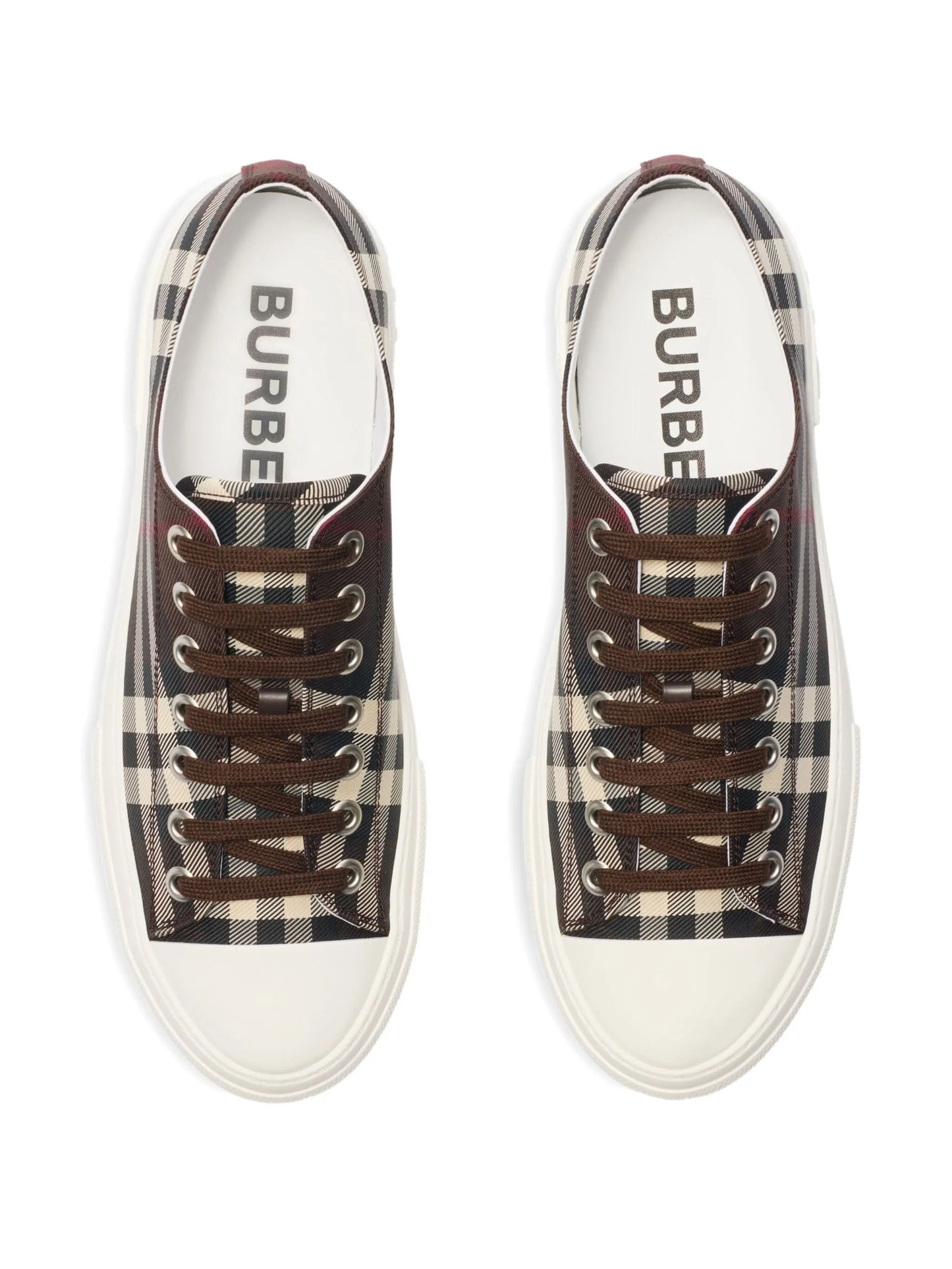 check-pattern lace-up sneakers