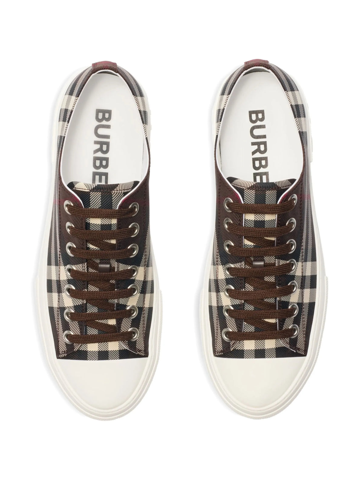 check-pattern lace-up sneakers