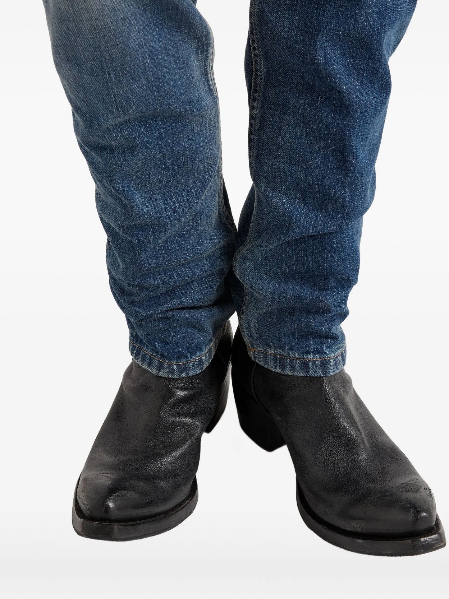 tapered washed jeans