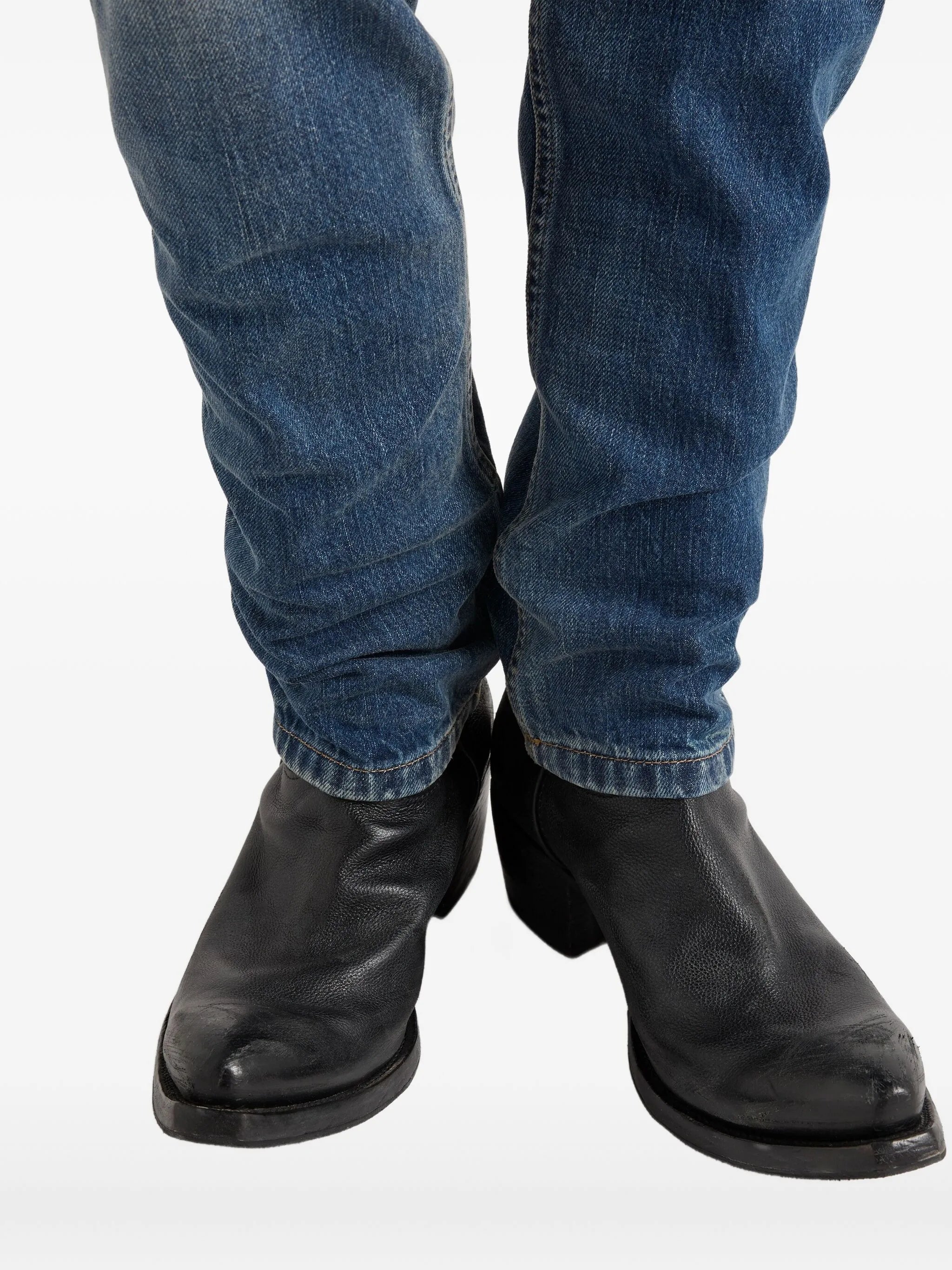 tapered washed jeans