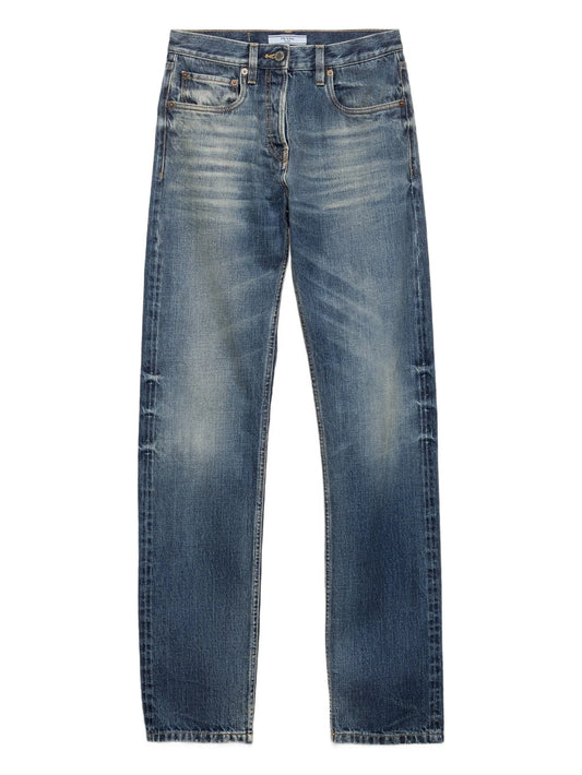 tapered washed jeans