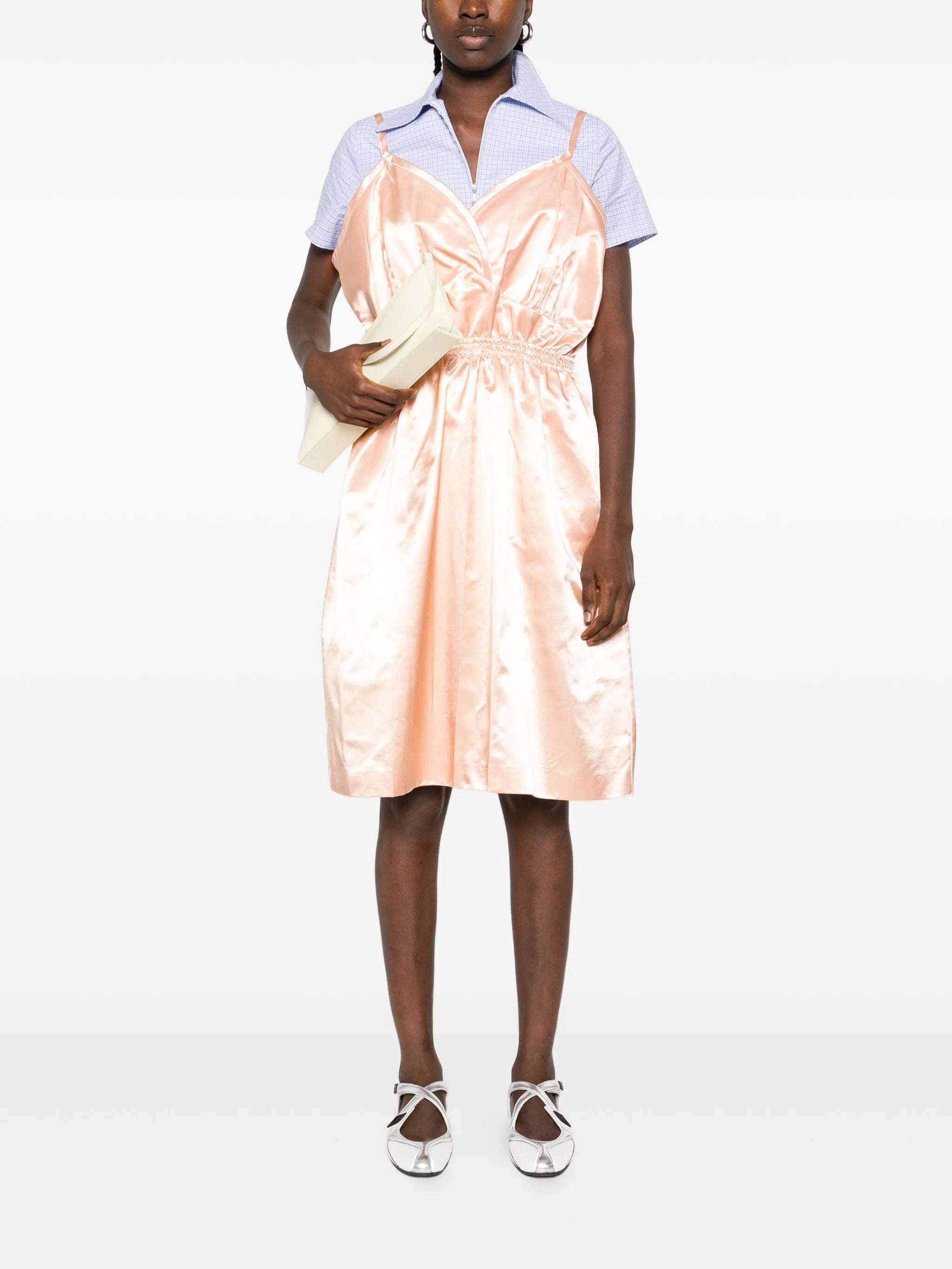 satin spaghetti-strap mini dress