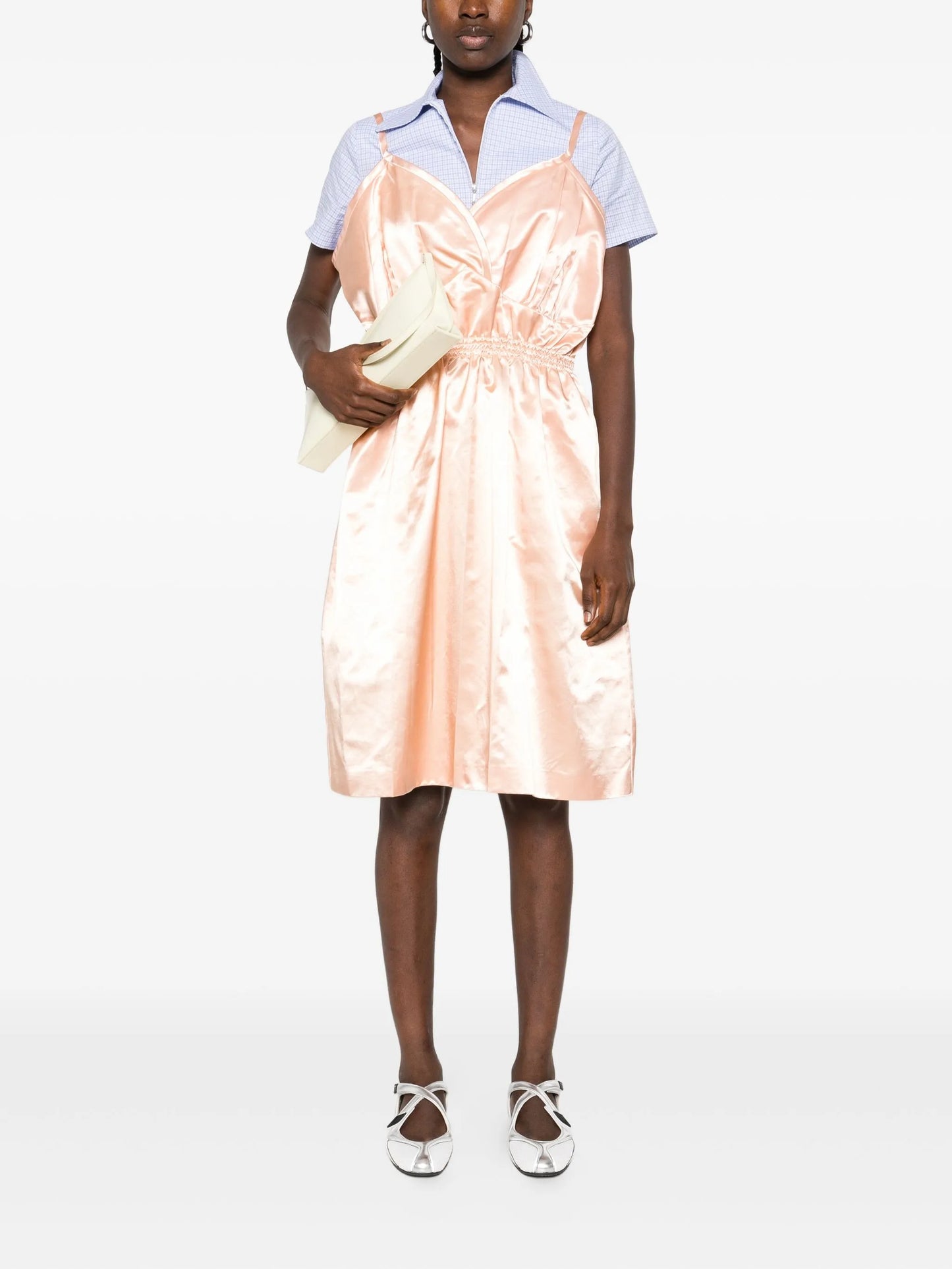 satin spaghetti-strap mini dress