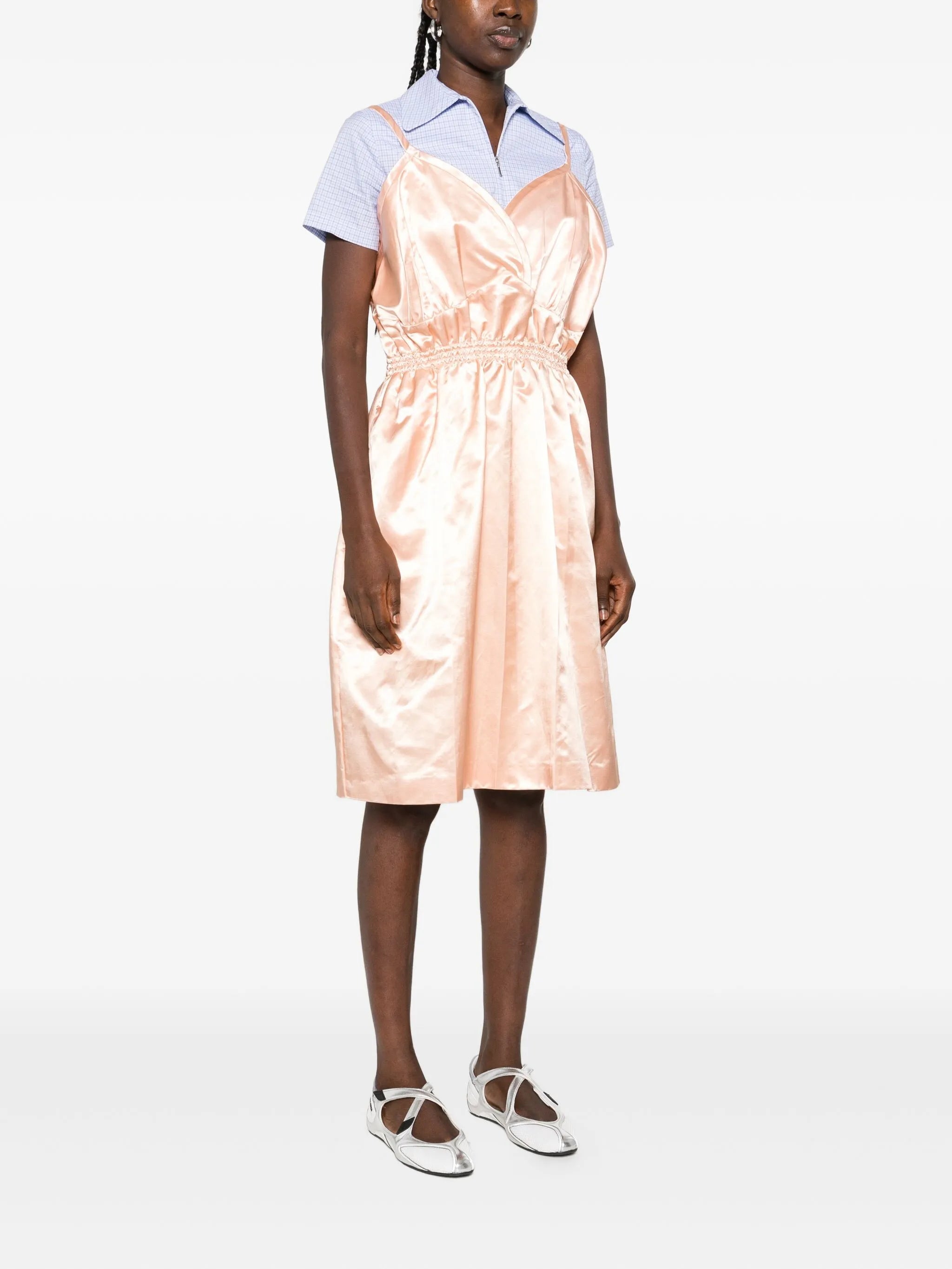 satin spaghetti-strap mini dress