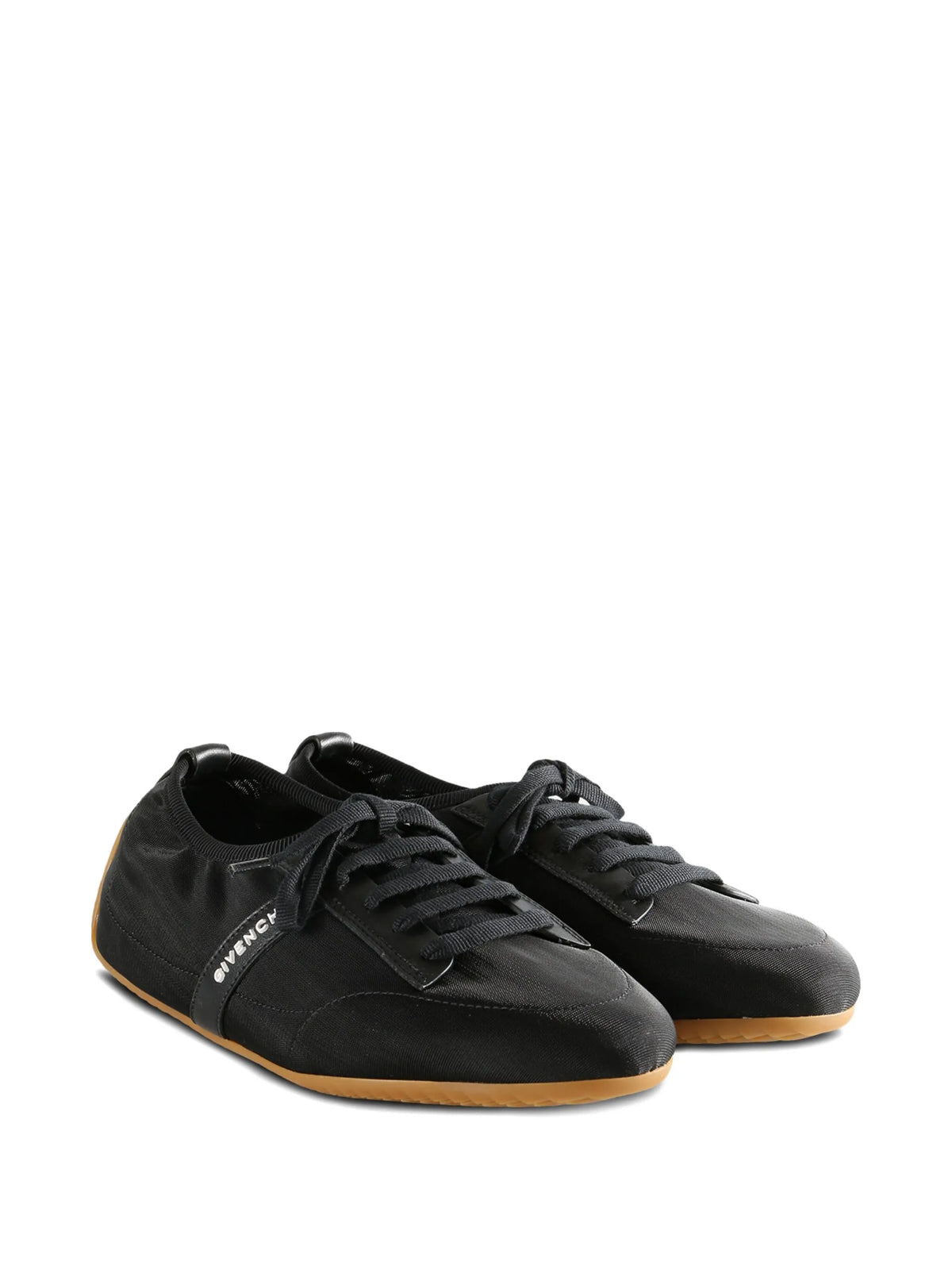 slim sneakers in transparent mesh and leather