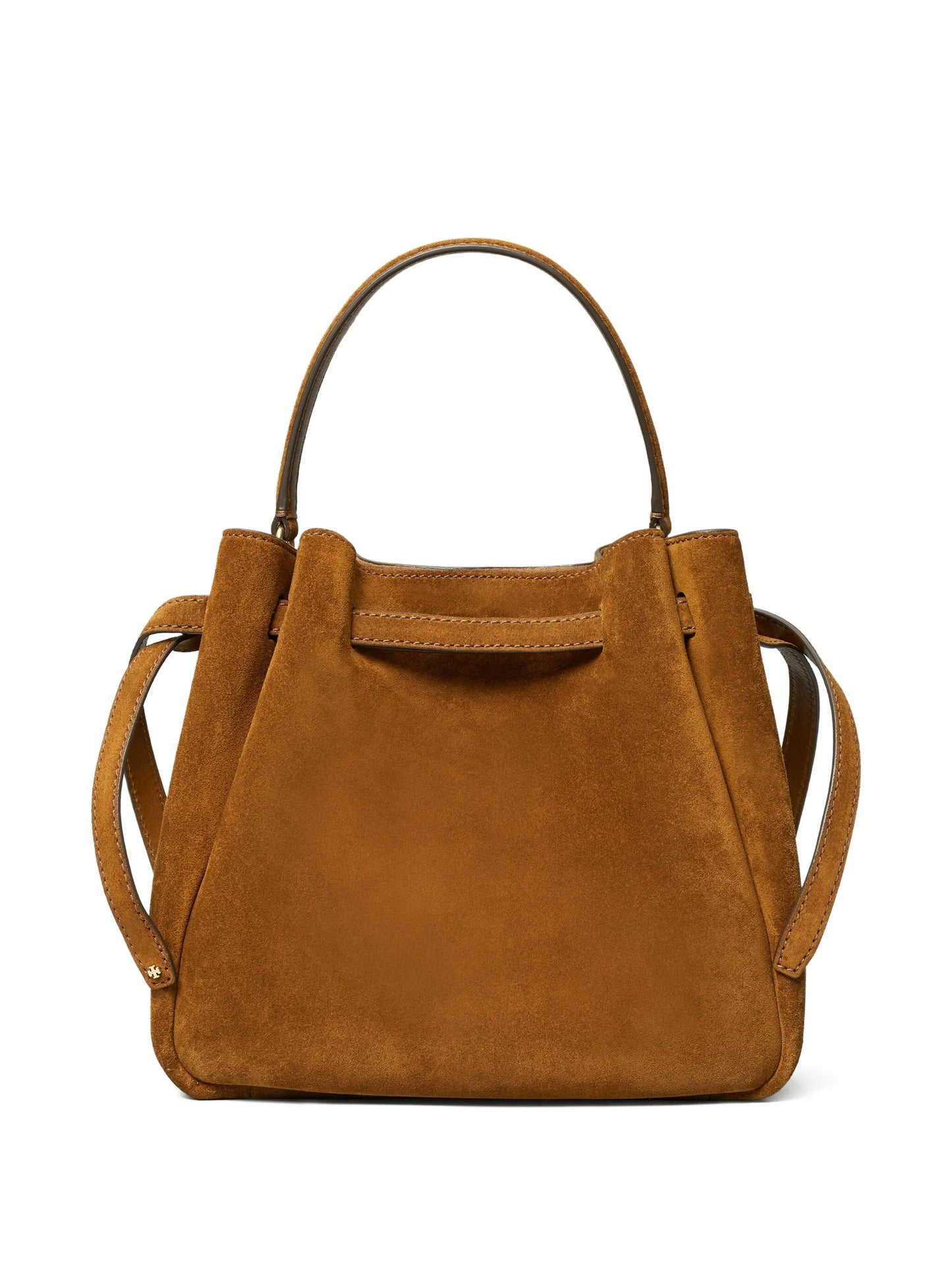 Romy logo-plaque suede bucket bag