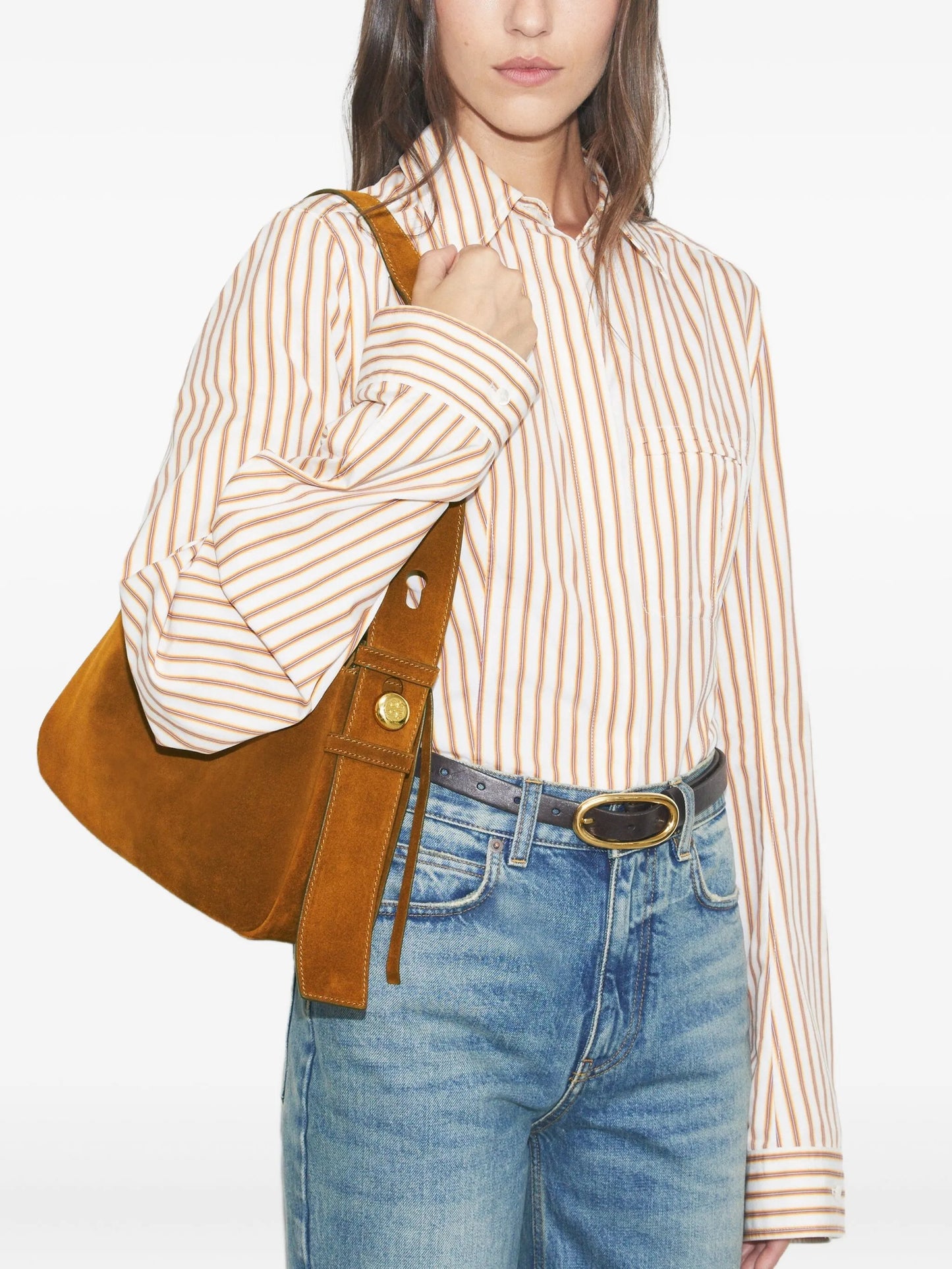 Romy suede shoulder bag