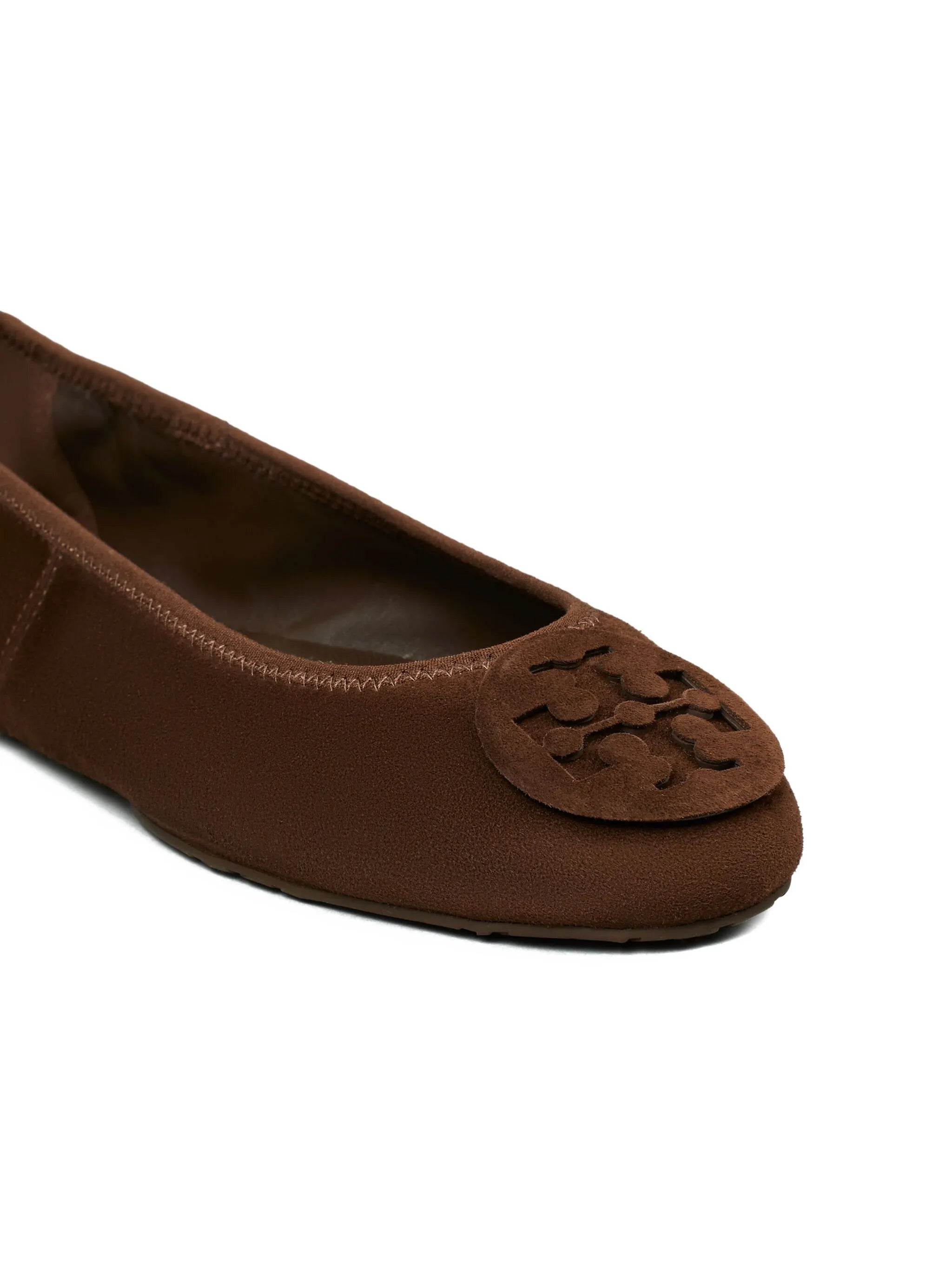 logo-embellished suede ballet flats