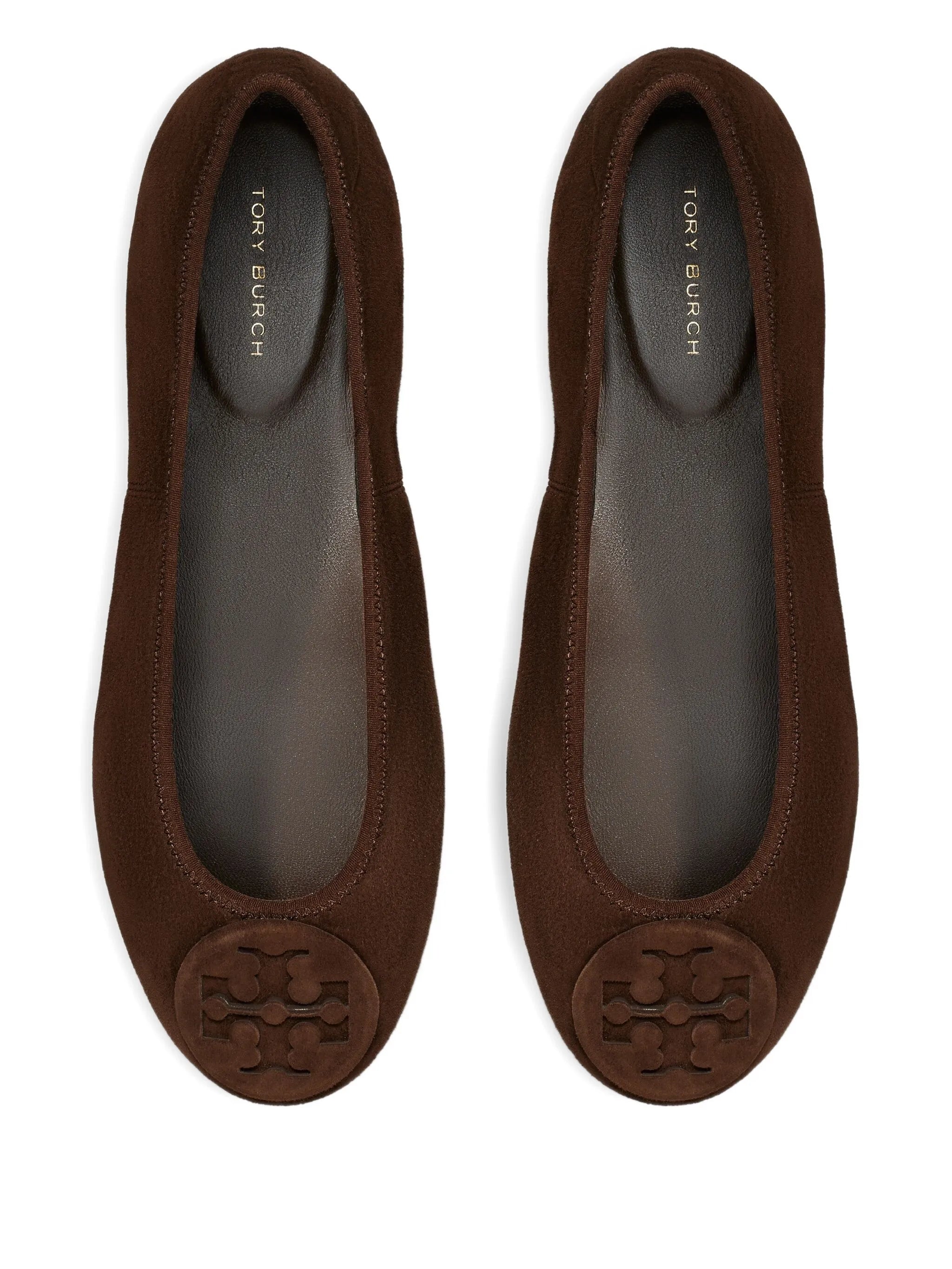 logo-embellished suede ballet flats