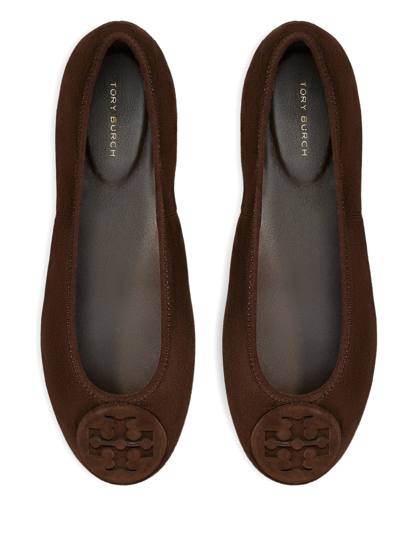 logo-embellished suede ballet flats