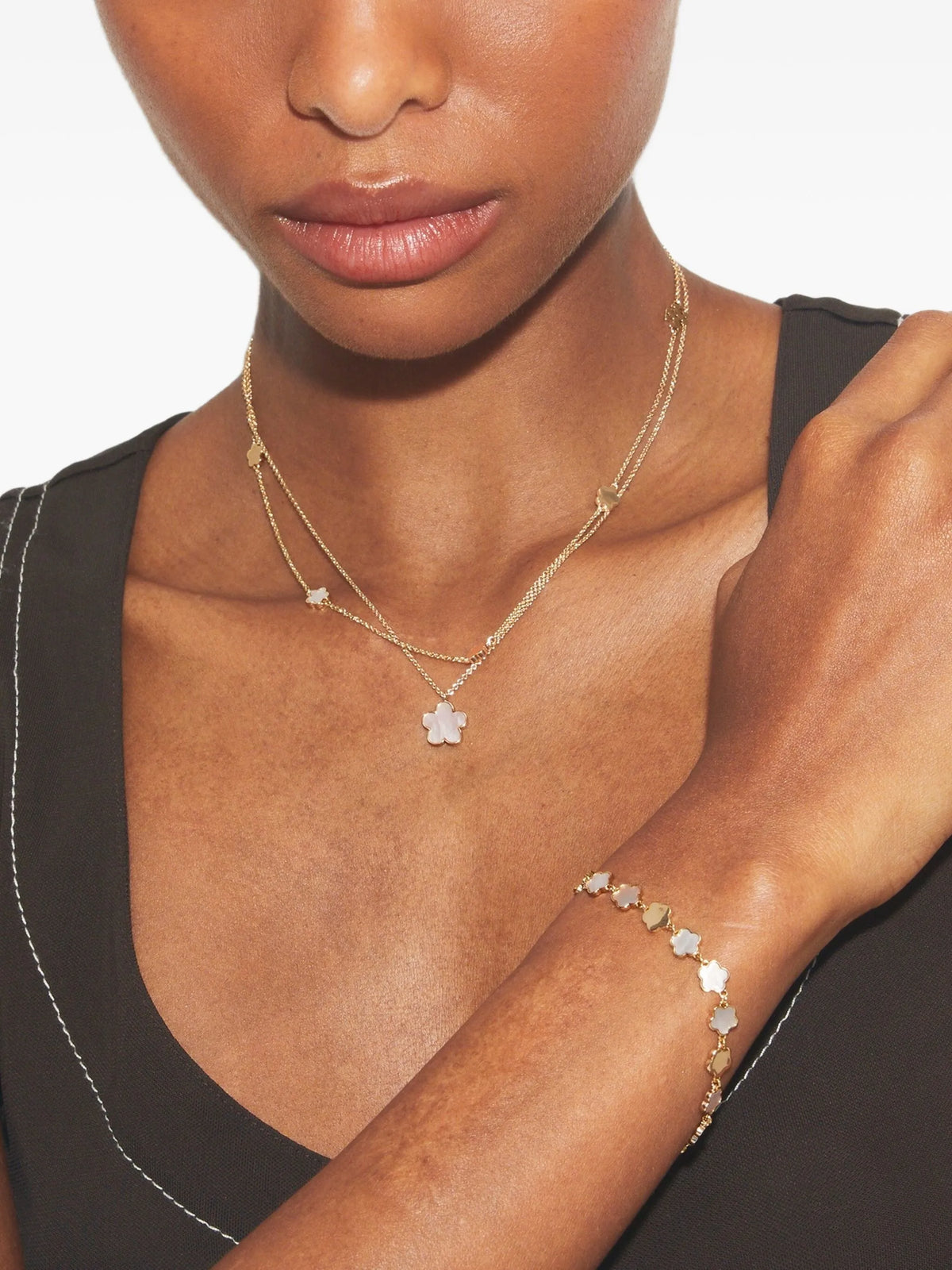 Kira flower-embellished layered necklace