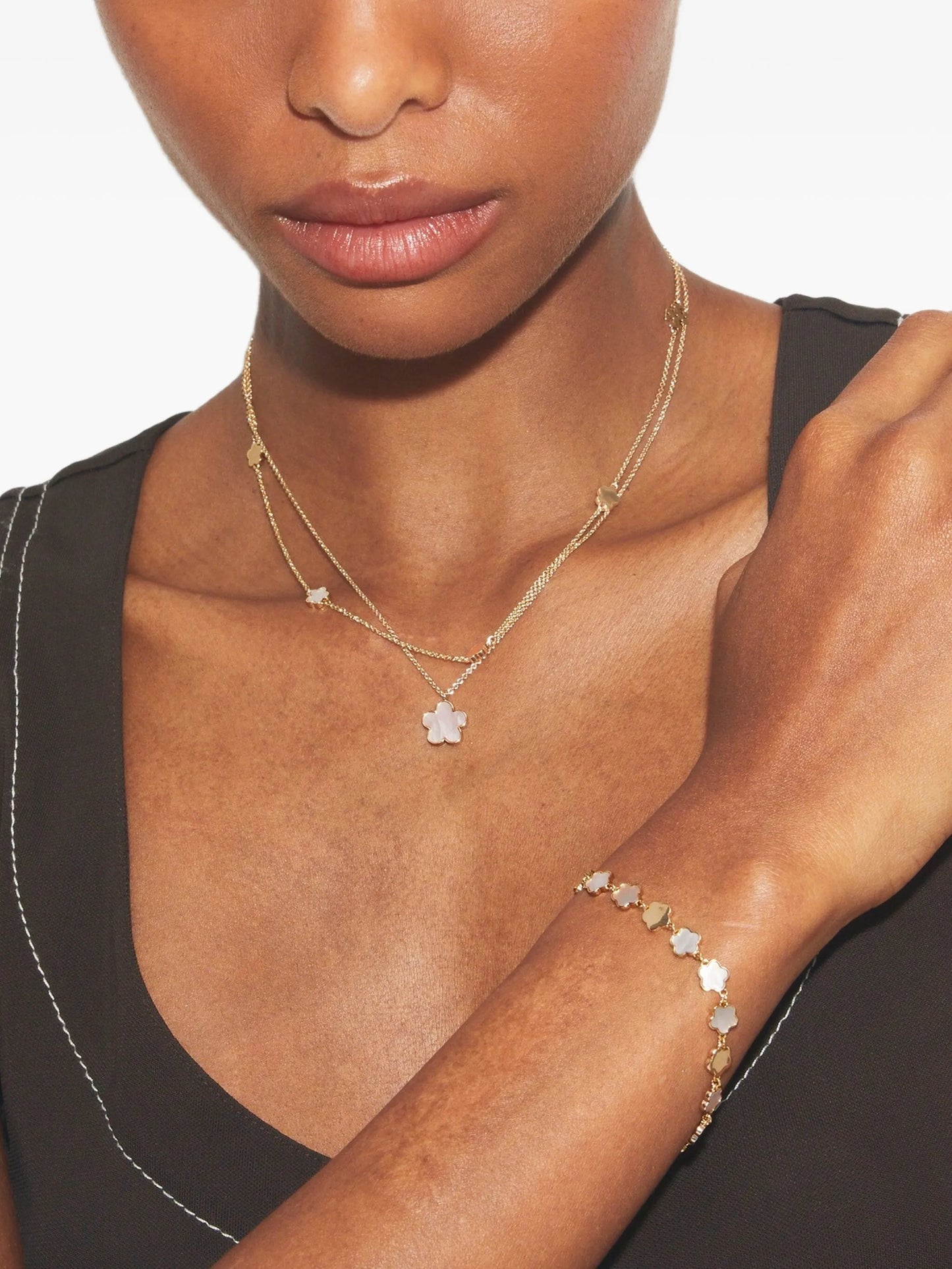 Kira flower-embellished layered necklace