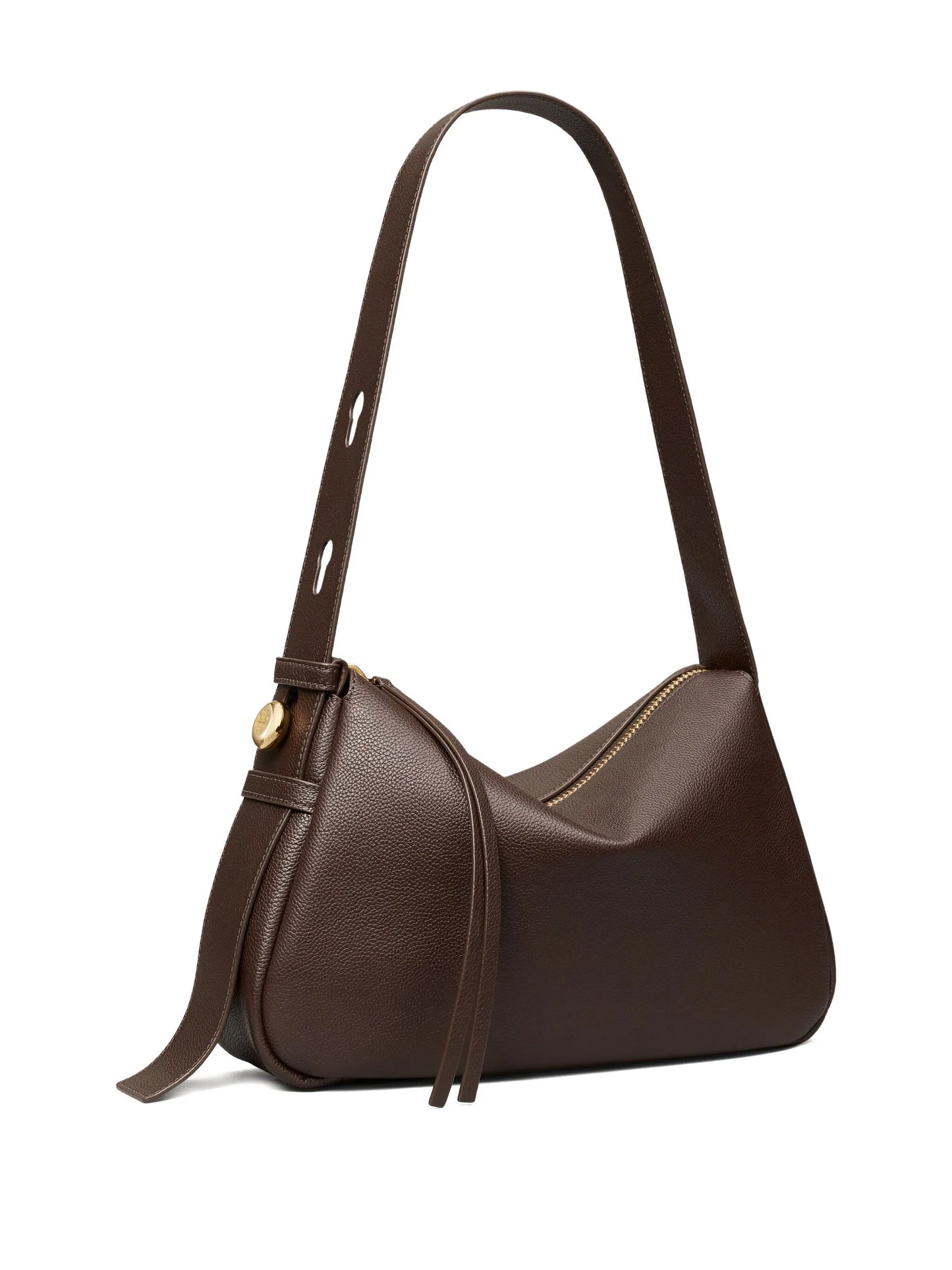 zip-fastening flap shoulder bag