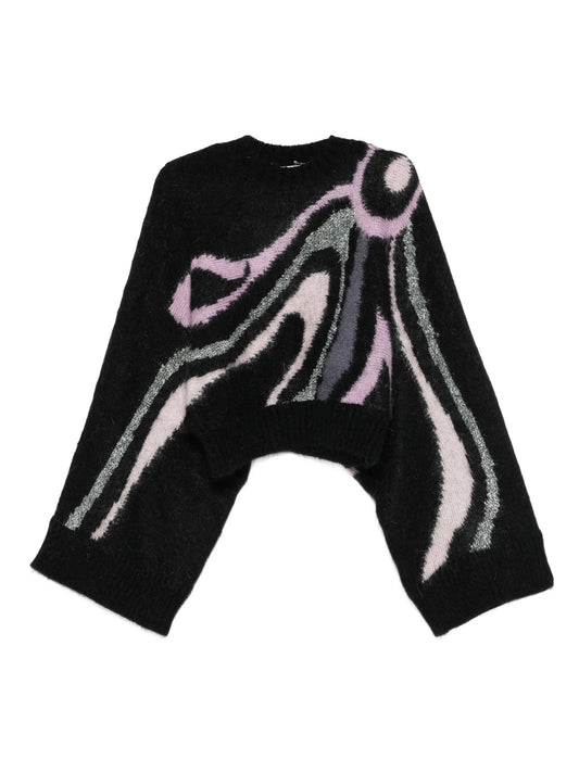 Marmo-print cropped sweater