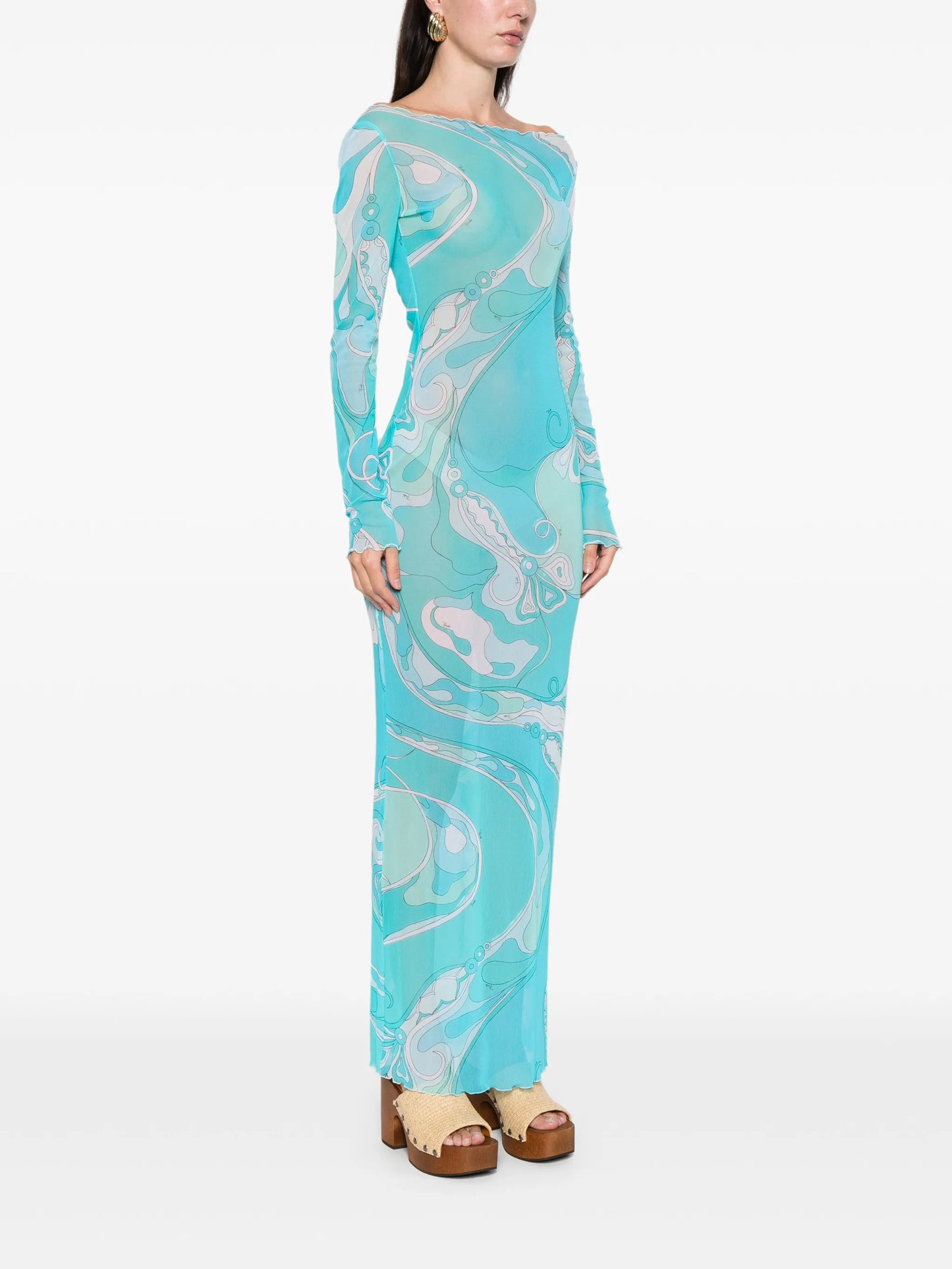Orchidee-print maxi dress