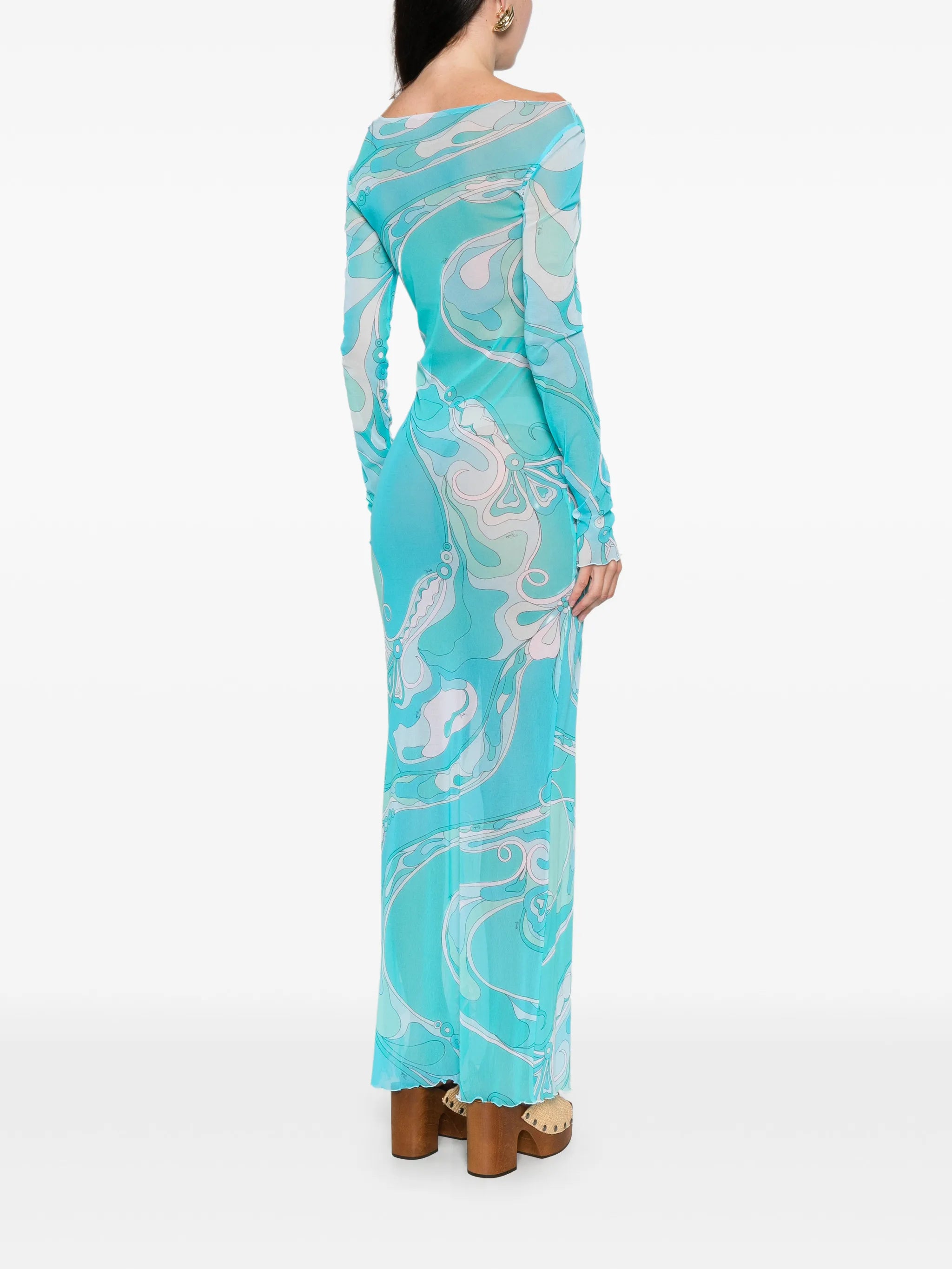 Orchidee-print maxi dress