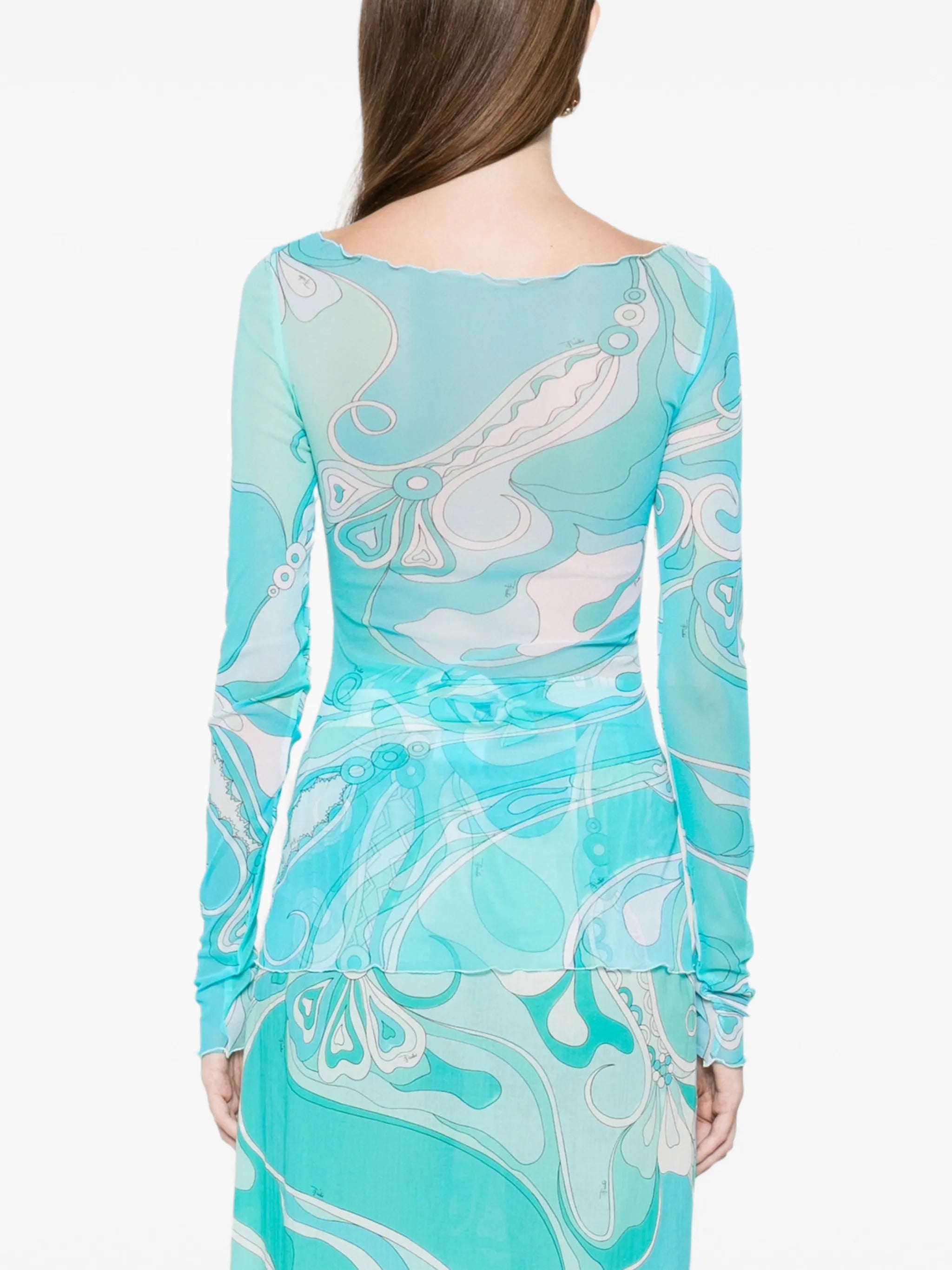 Orchidee-print boat-neck long-sleeve top