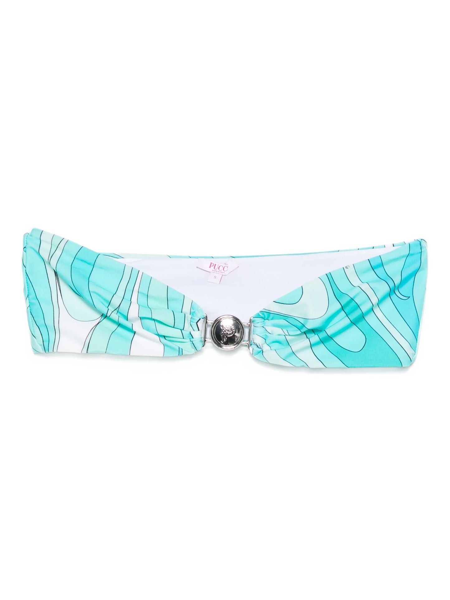 Marmo print bandeau bikini top