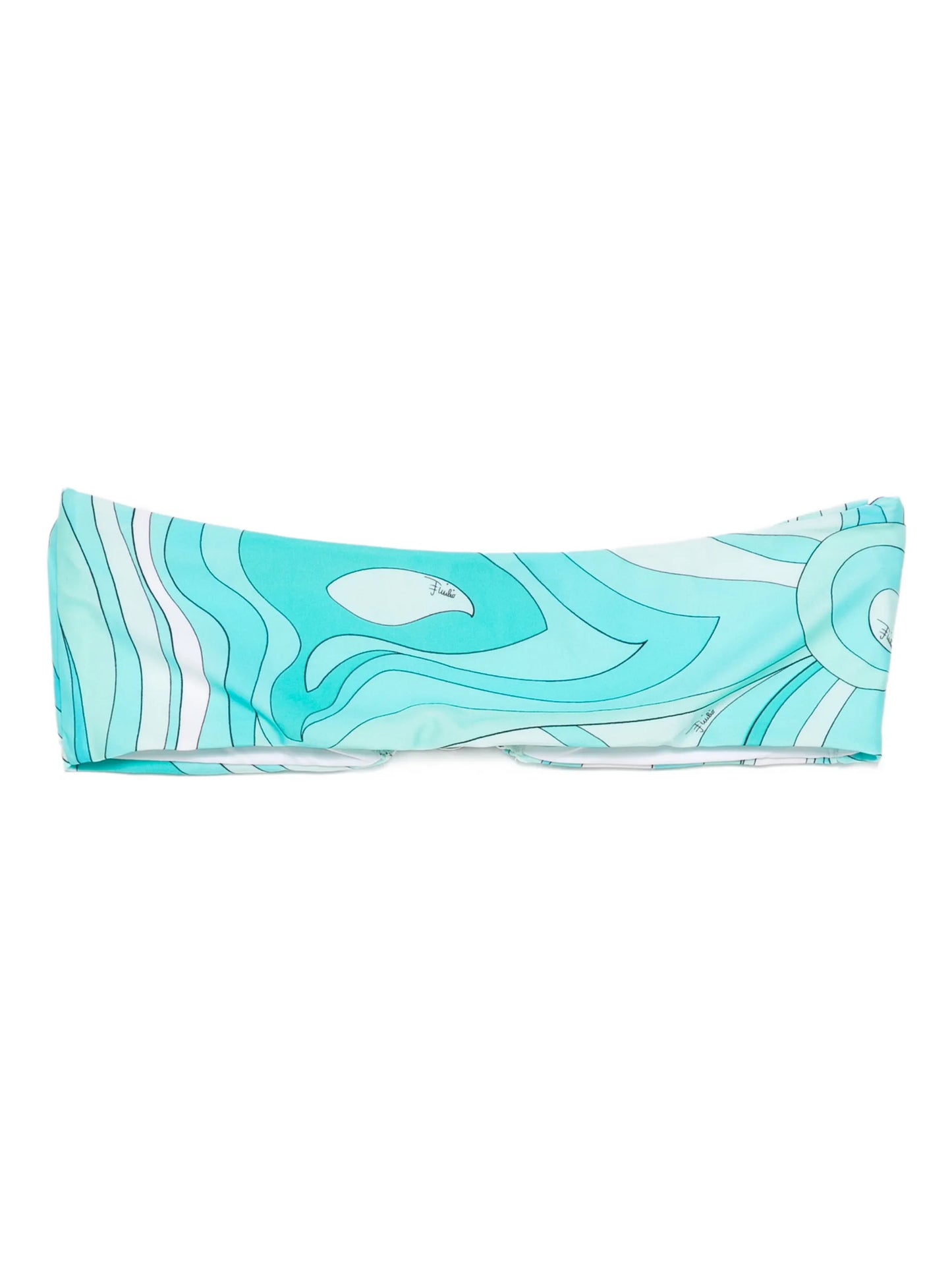 Marmo print bandeau bikini top
