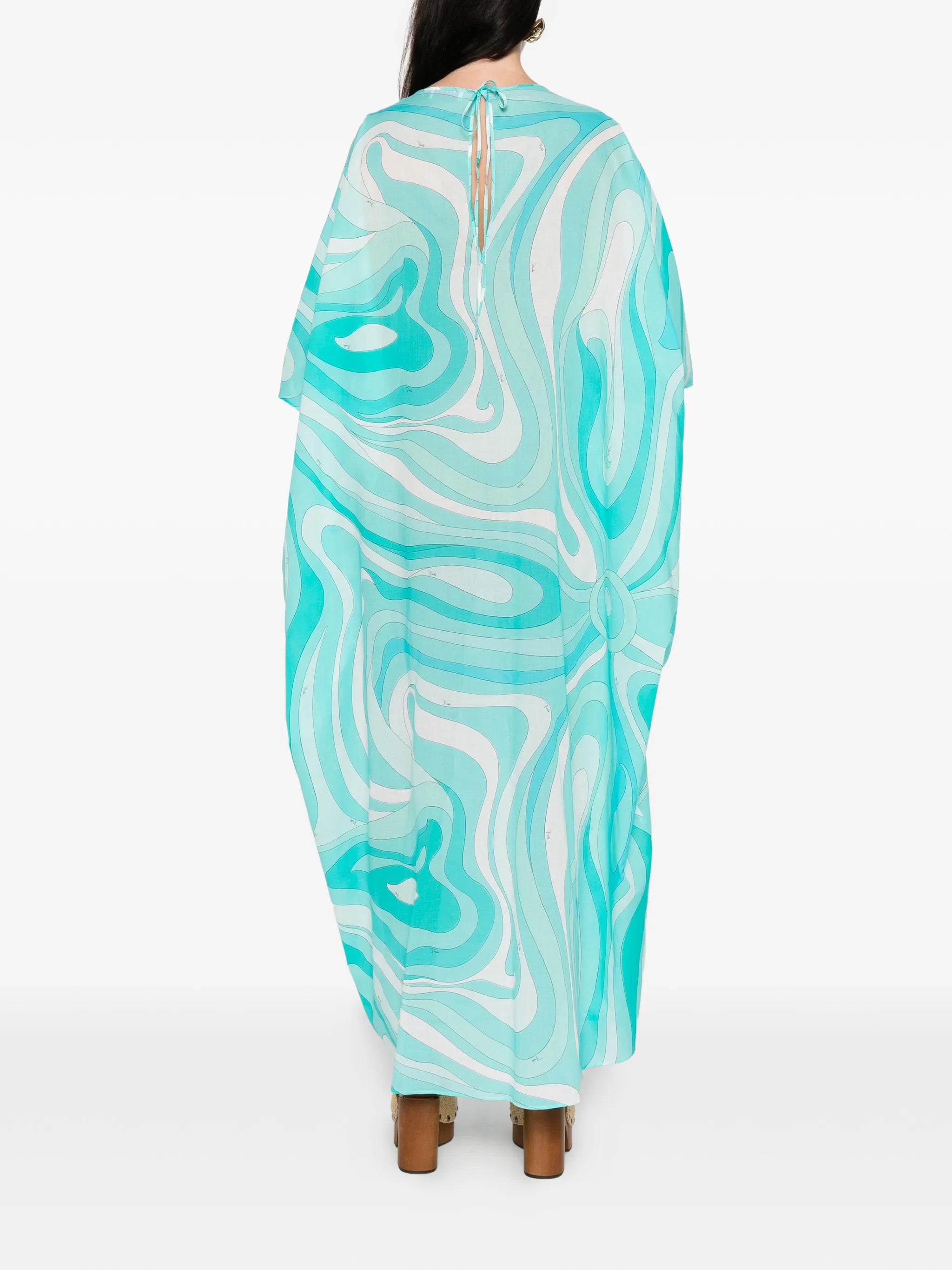 Marmo-print kaftan-style maxi dress