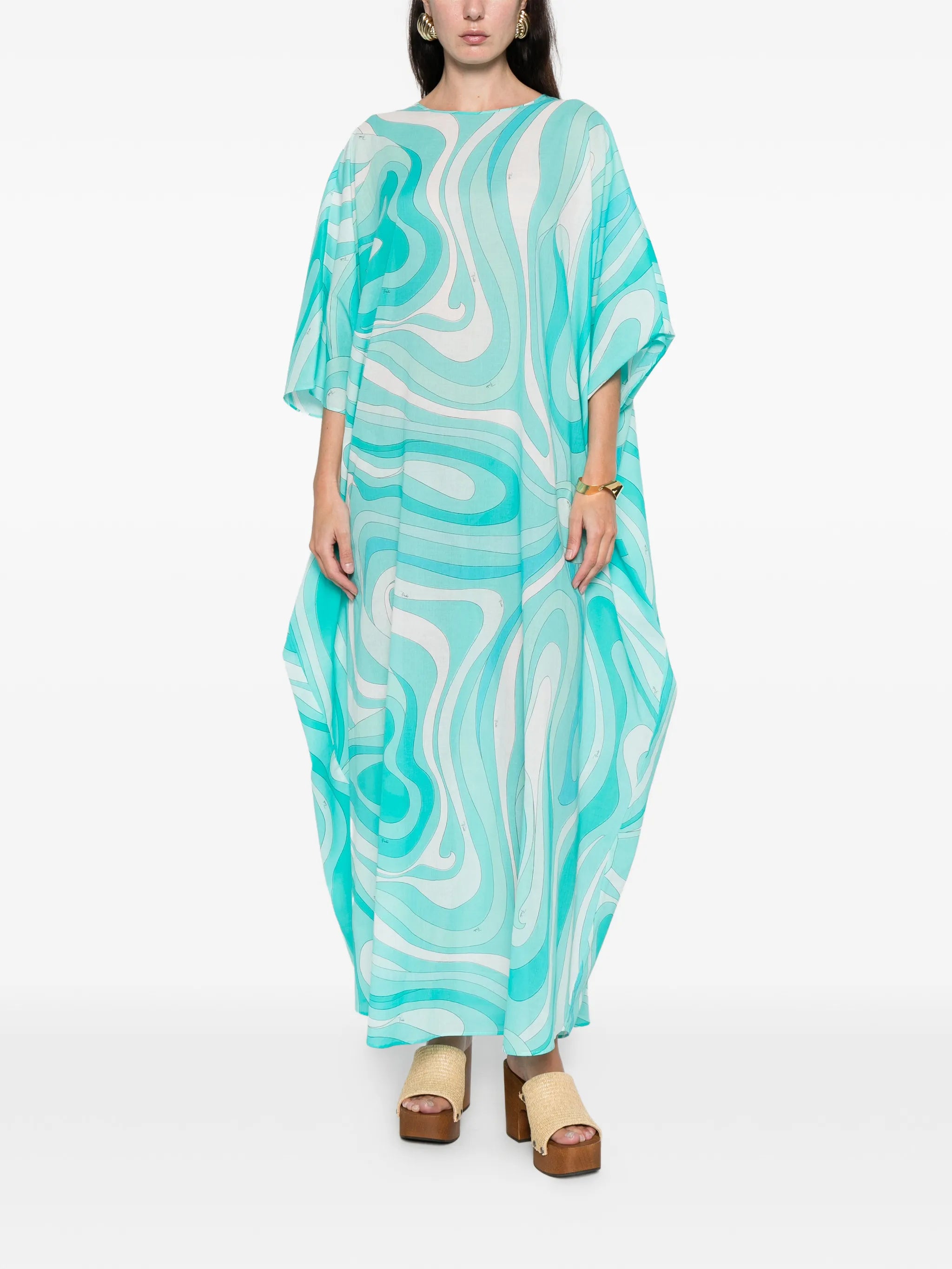 Marmo-print kaftan-style maxi dress