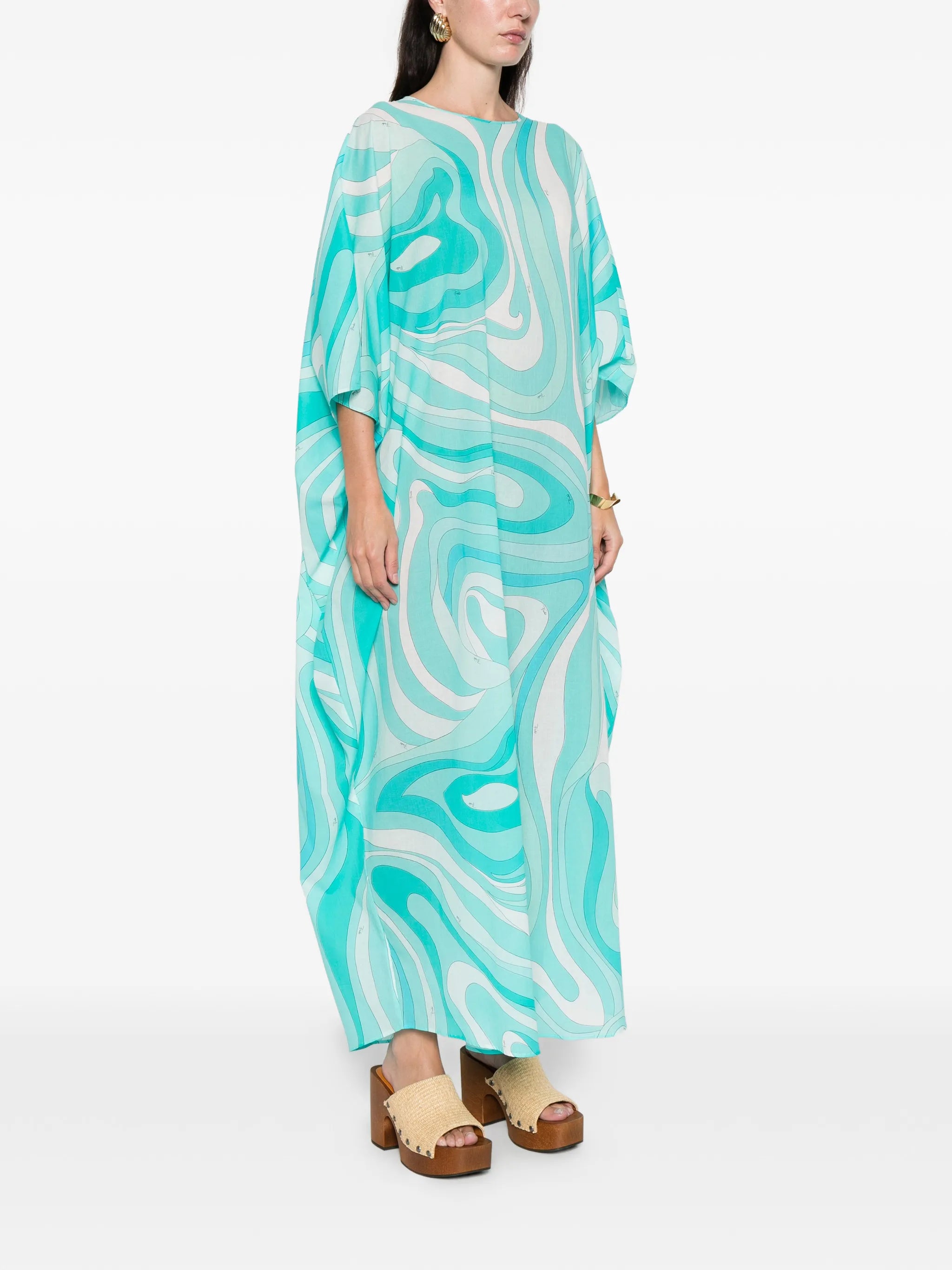 Marmo-print kaftan-style maxi dress