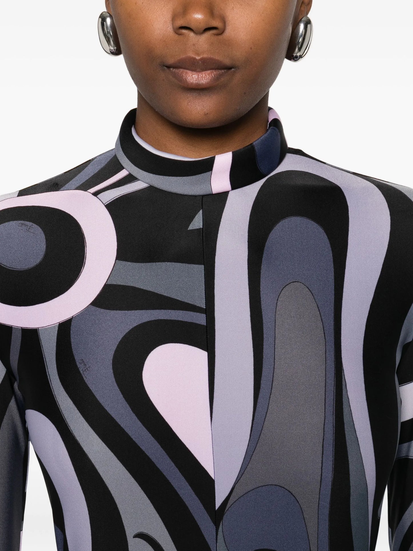 high neck abstract-print jumpsuit