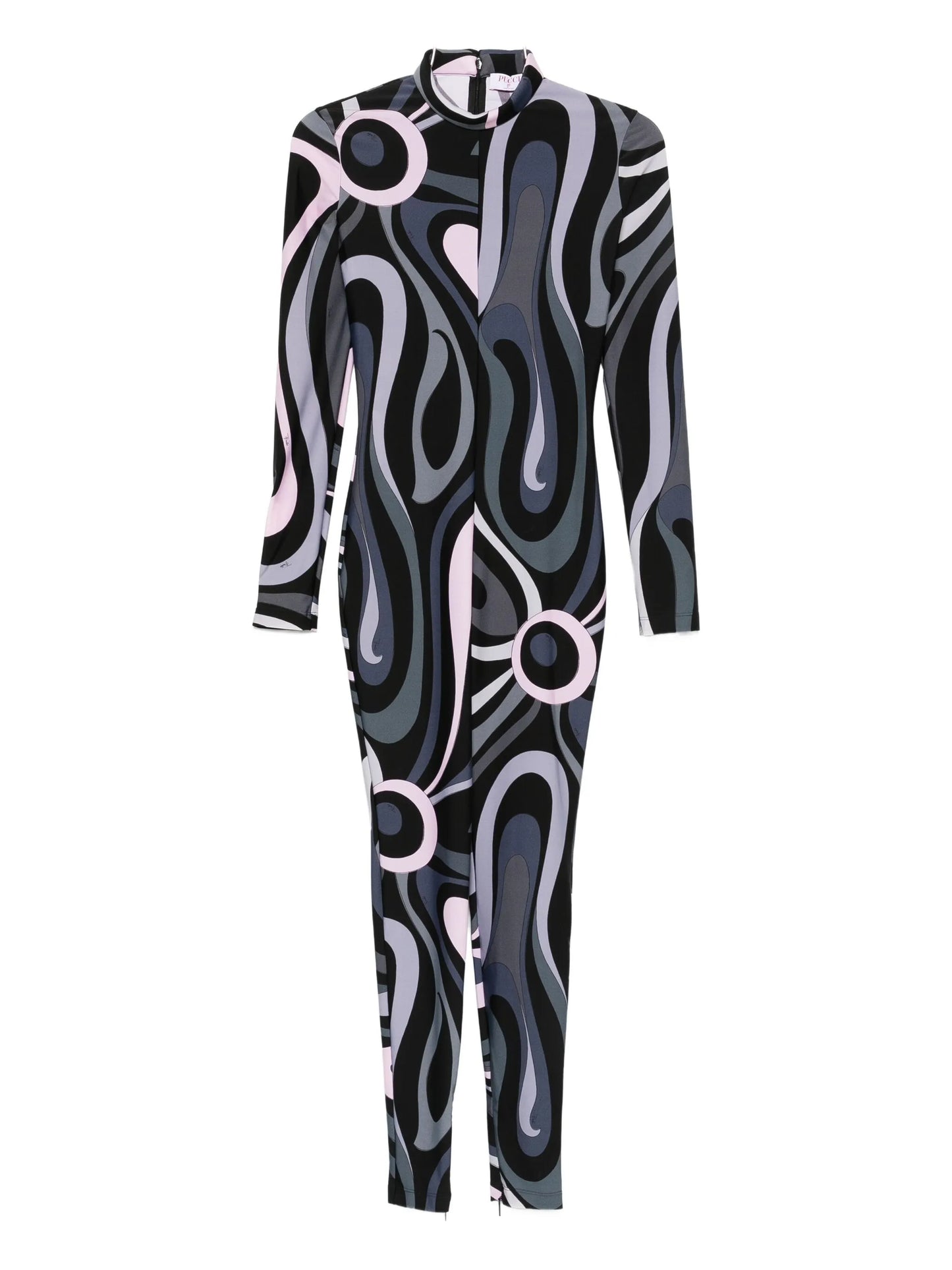 high neck abstract-print jumpsuit
