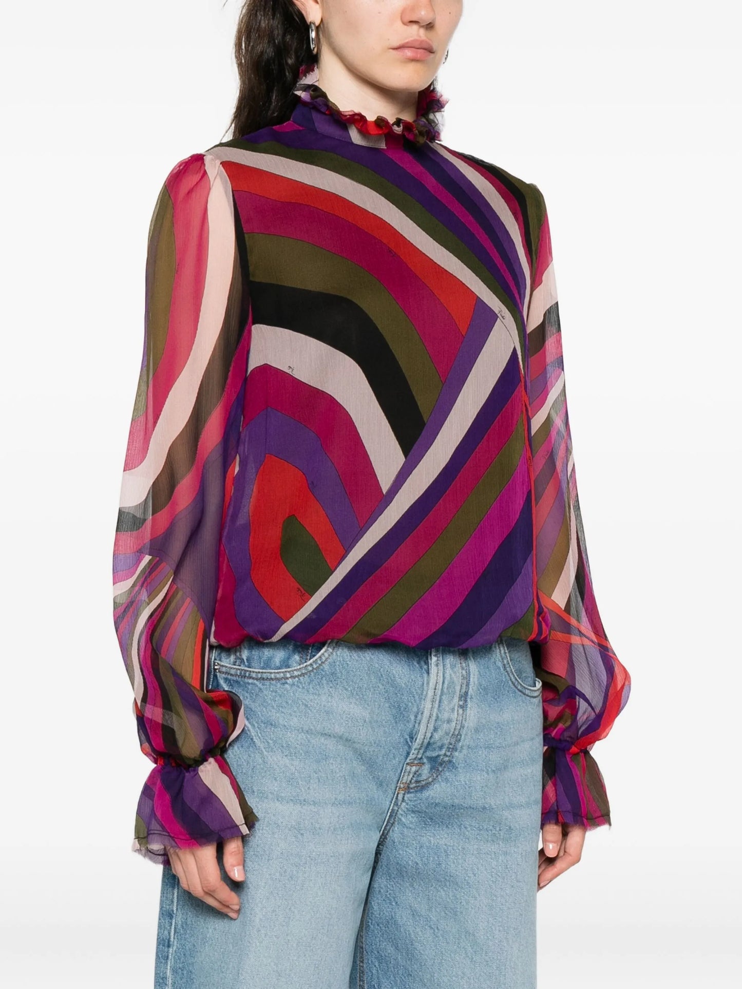 abstract-print blouse