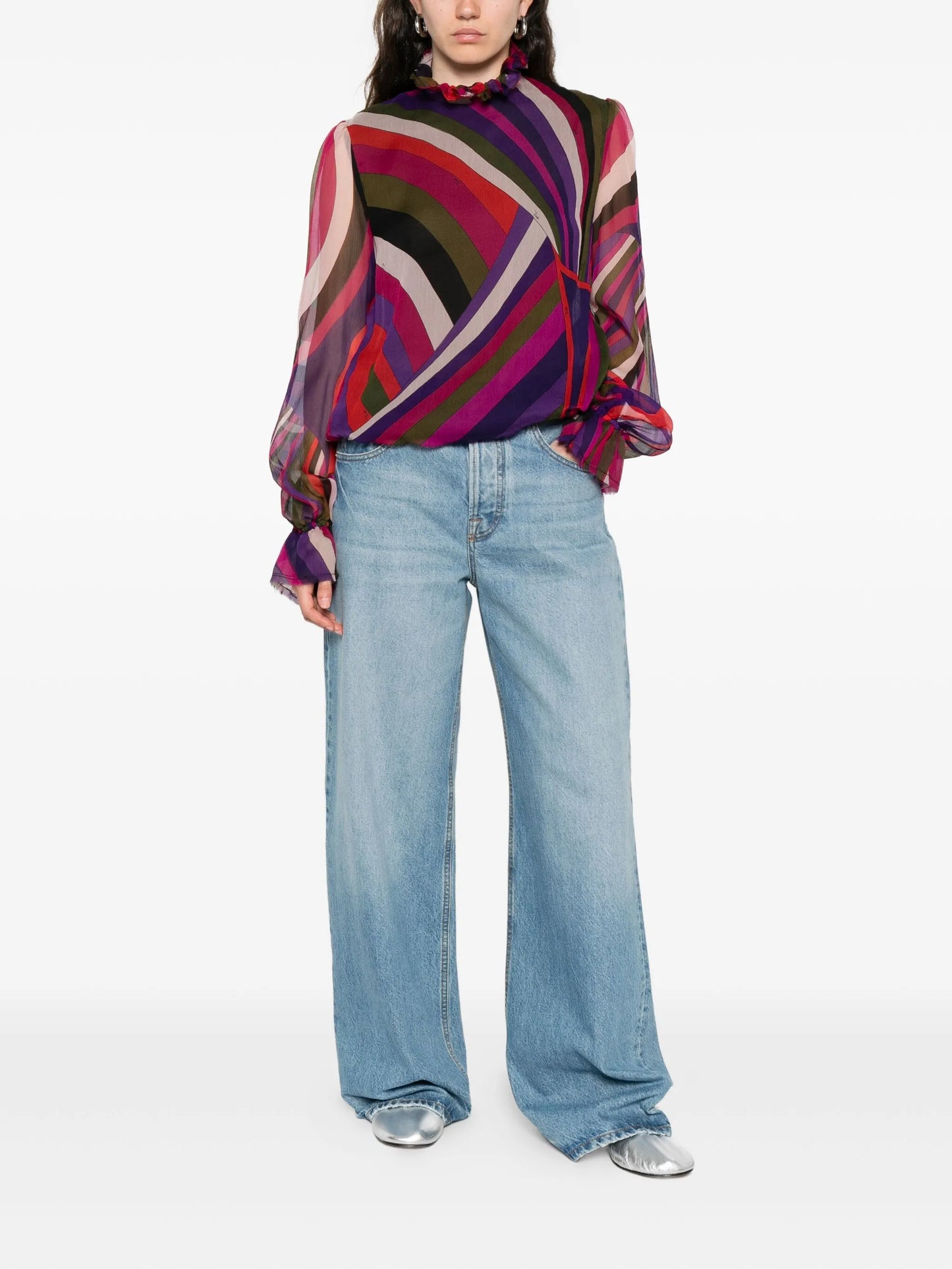 abstract-print blouse